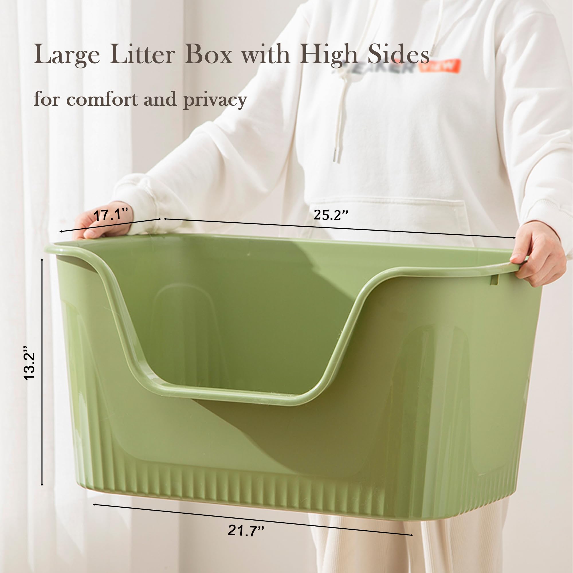 Vealind Deep Extra Large Cat Litter Box With High Sides For Indoor Cats, Xl Litter Boxes For Big Cats Or Multiple Cats, Jumbo Bi