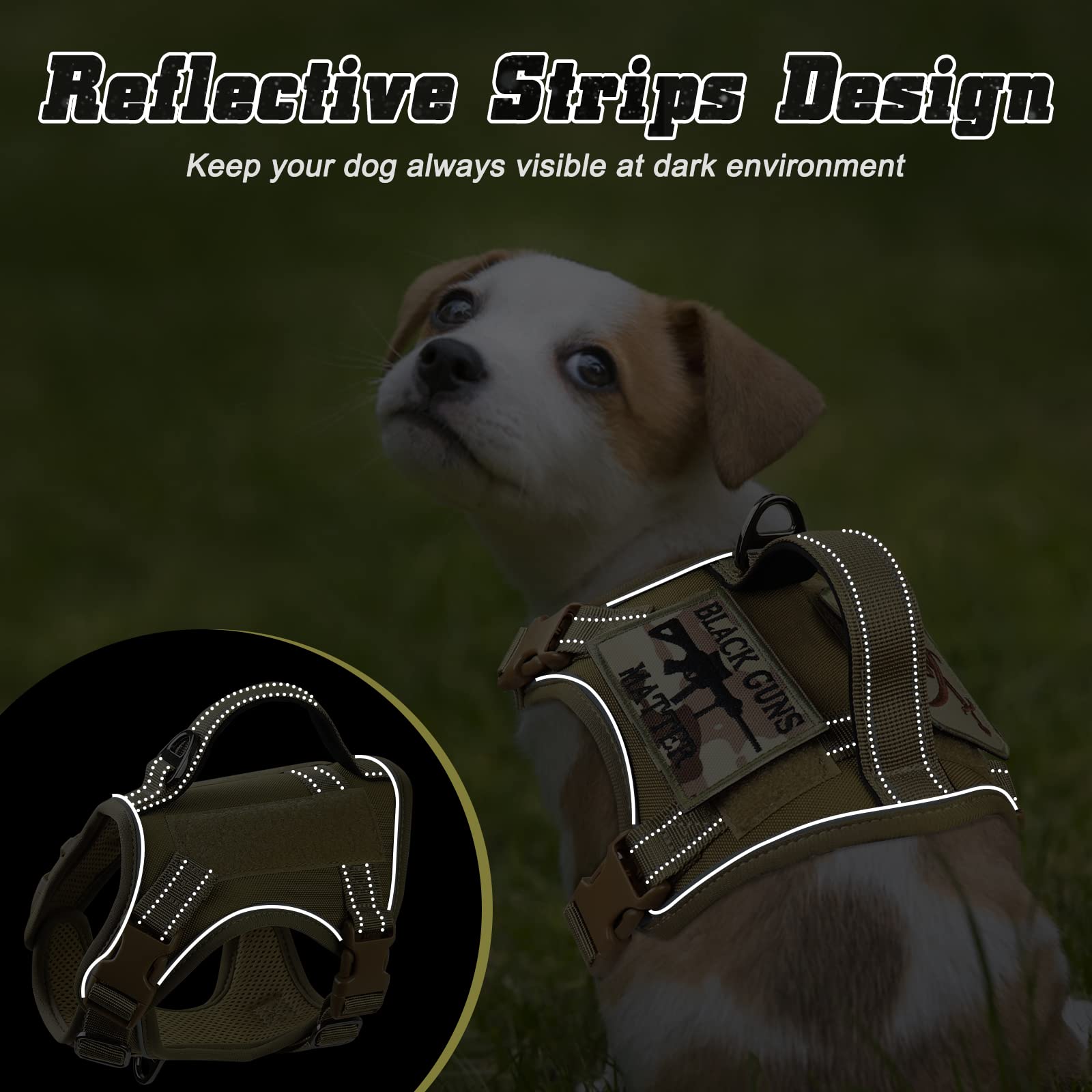 Salfse Tactical Dog Harness Small, Military K9 Puppy Vest Harness, No Pull Outdoor Training Xs Dog Harness With Handle