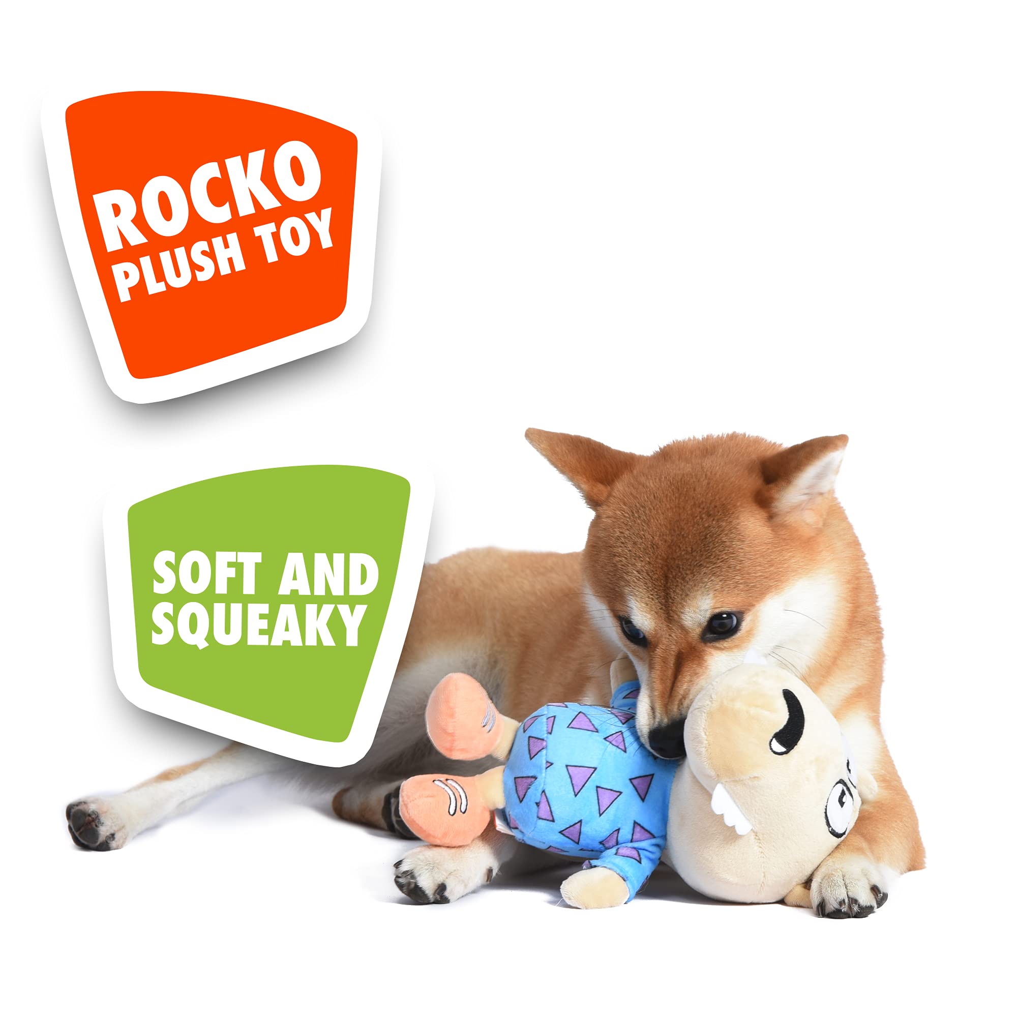 Nickelodeon For Pets Rocko'S Modern Life Spunky Figure Plush Dog Toy - 6 Inch White Squeaky Dog Toy For All Dogs - Nickelodeon T