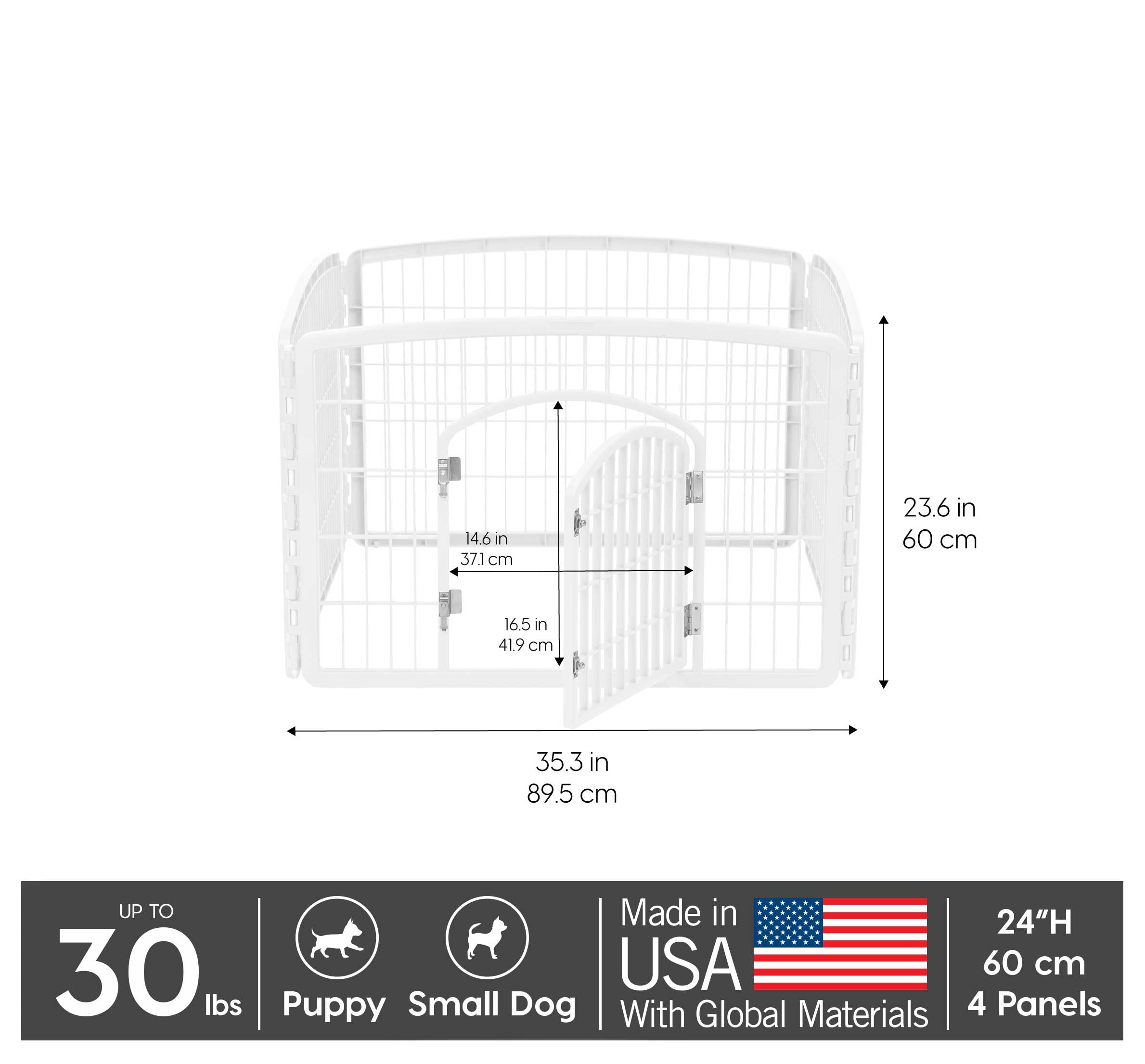 Iris Usa Puppy Playpen Dog Playpen Fence Enclosure With Dog Gate Door - Indoor Pet Playpen - 4 Or 8 Panel