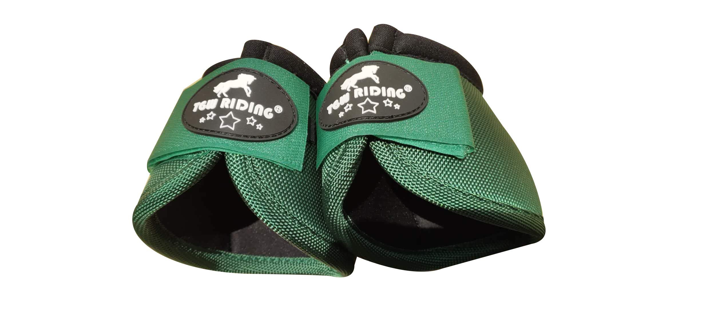 Tgw Riding 2520D Horse Bell Boots No-Turn Horse Bell Boots, Equine Ballistic Hoof Overreach Bell Boot, Pair (Hunter Green, L)