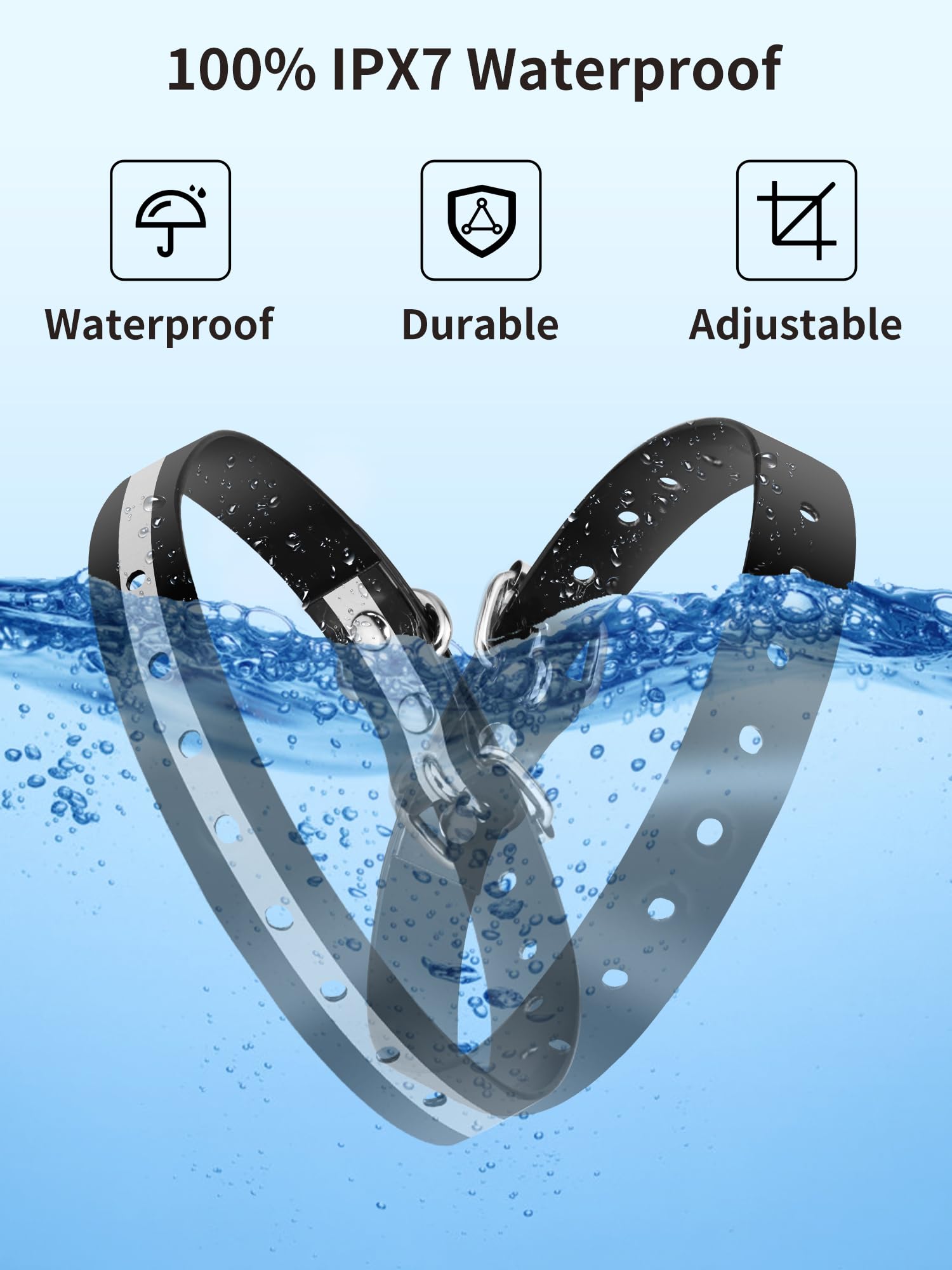 Petjoy E Collar Replacement Strap, 8-27 Inches Adjustable Dog Collar For Small To Large Dogs (2-Pack)