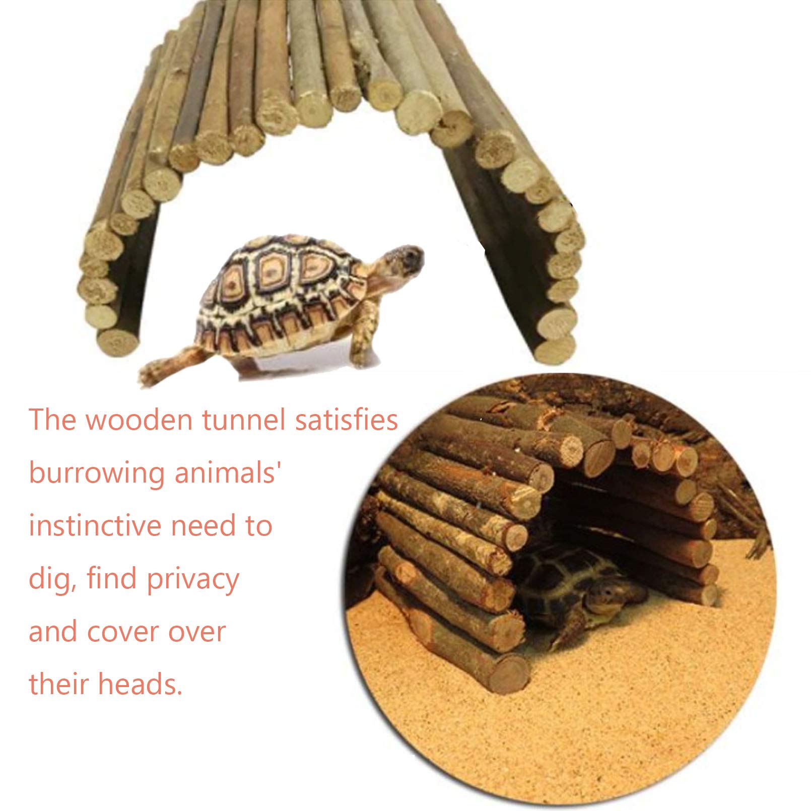 Hamiledyi Wooden Reptile Hideout Bearded Dragon Bendy Bridge Climbing Ladder Hiding Hut Reptiles Hide Cave Habitat Decor For Lizards Gecko Spiders Snakes Tortoise(L:20' X 11.8')