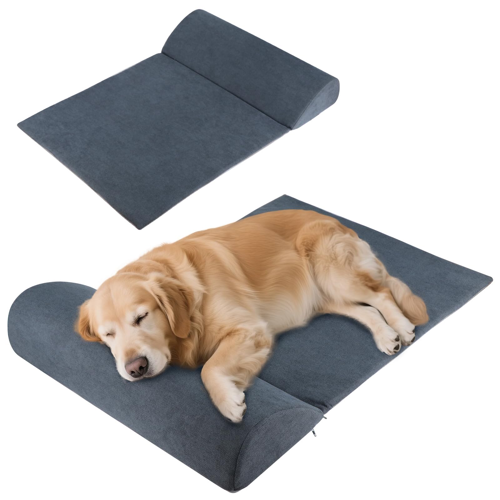 ZQJKLE Dog Bolster Pillow for Large Dog, Benefit for Cervical Vertebra and Neck, Headrest with High Resilience Foam, Easy to Car