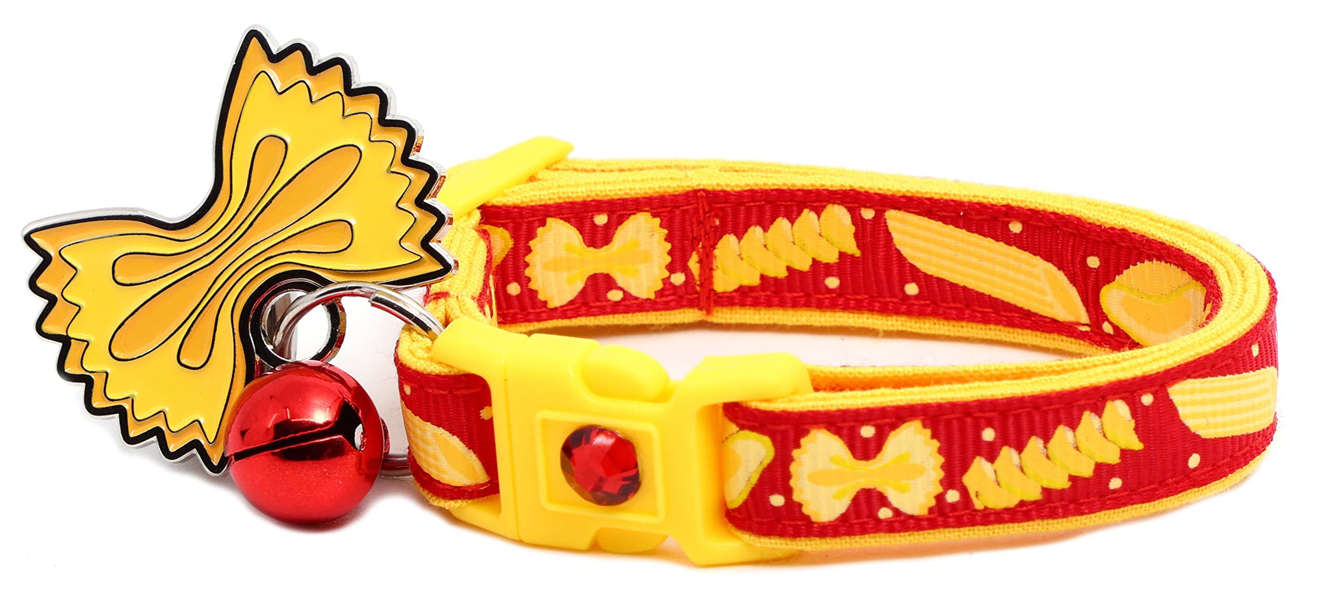Noodle Cat Collar - Safety - Breakaway - Charm And Bell - Pugs2Persians (Small(10 Lbs & Less), Red)
