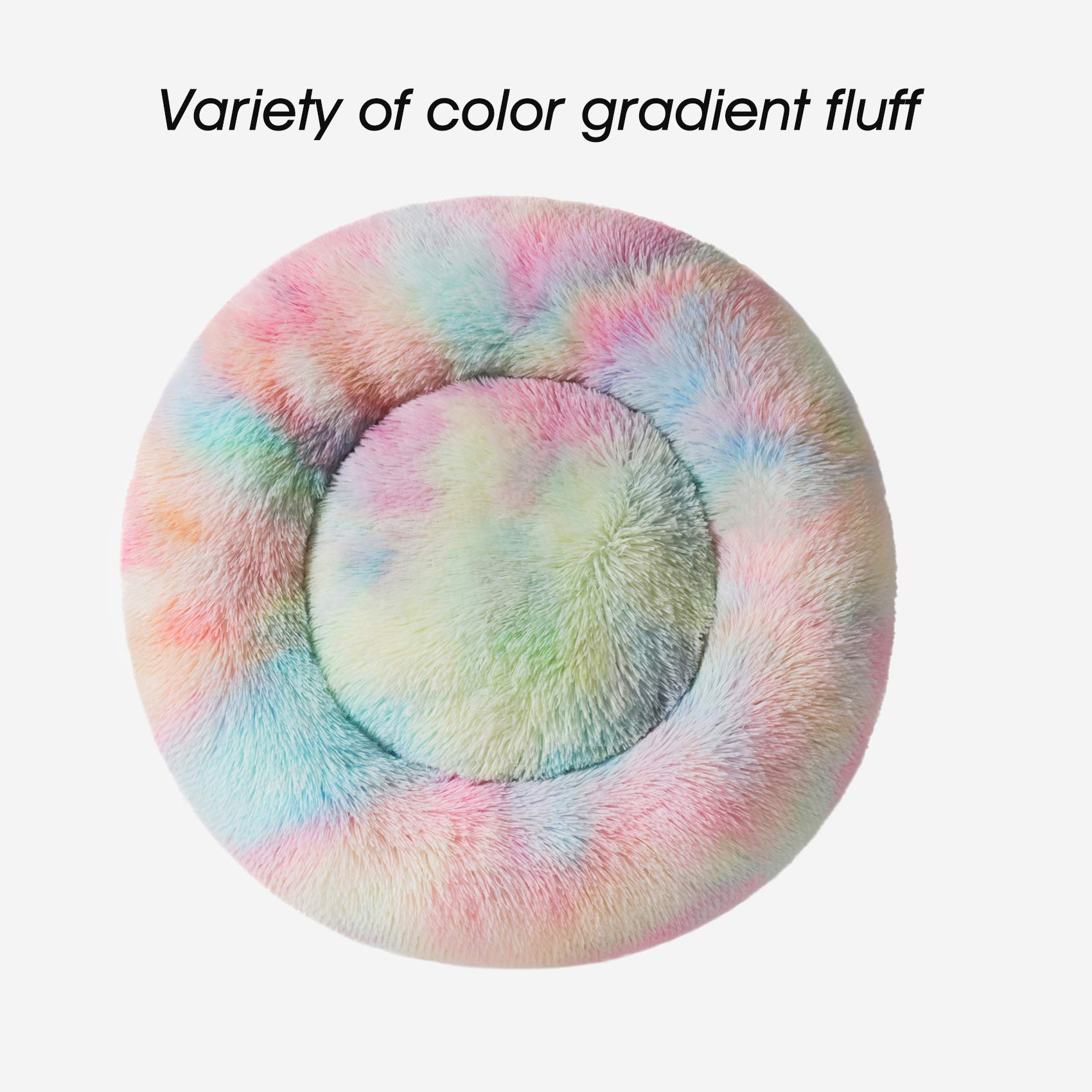Calming Dog Bed & Cat Bed, Anti-Anxiety Donut Dog Cuddler Bed, Warming Cozy Soft Dog Round Bed, Fluffy Faux Fur Plush Dog Cat Cu