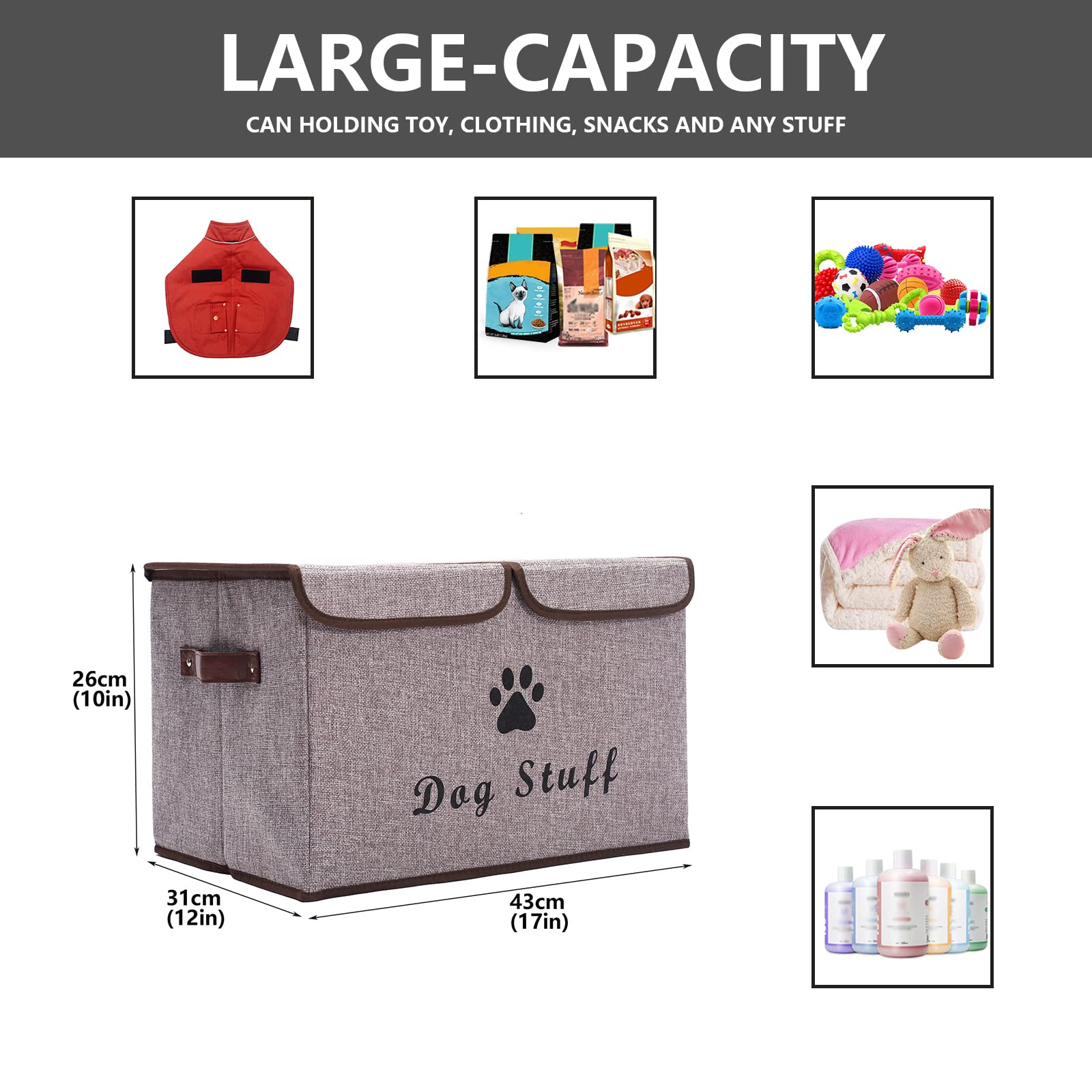 Dog toy box with lid dog storage organizer perfect basket for dog toys living room, playroom, closet, home organization and stor