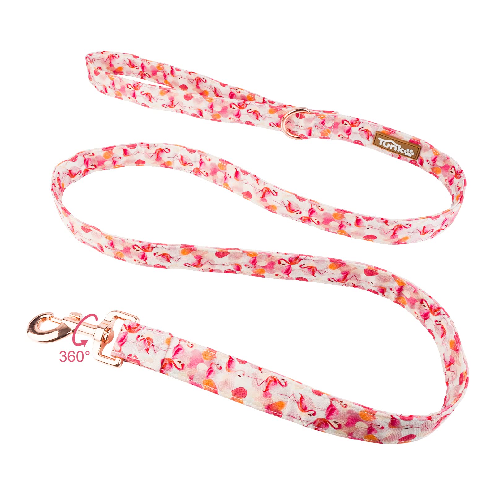 Tunkoo Pink Flamingo Heart Dog Leash - Stylish, Safe, Comfortable For Small Medium Large Dogs Pets Daily Walking S