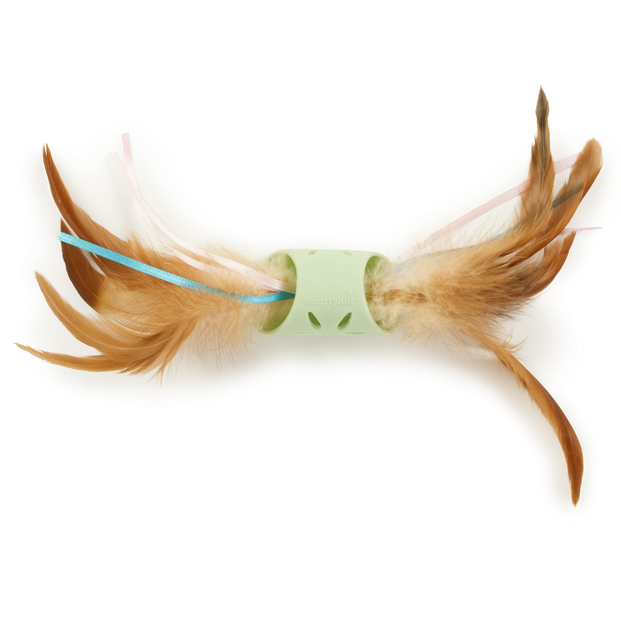 Smartykat Flutter Roller Feather & Ribbon Chase Cat Toy - Green, One Size