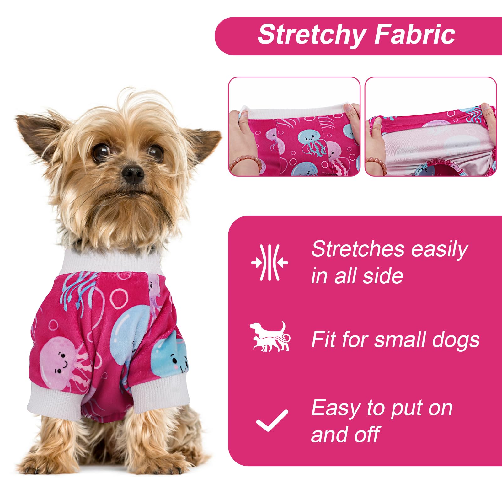 Dog Clothes Pajamas for Small Dogs Girl Boy, Lightweight Pet Pajamas, Fleece Dog Jumpsuit, Spring Jammies, Pjs, Onesie Apparel,