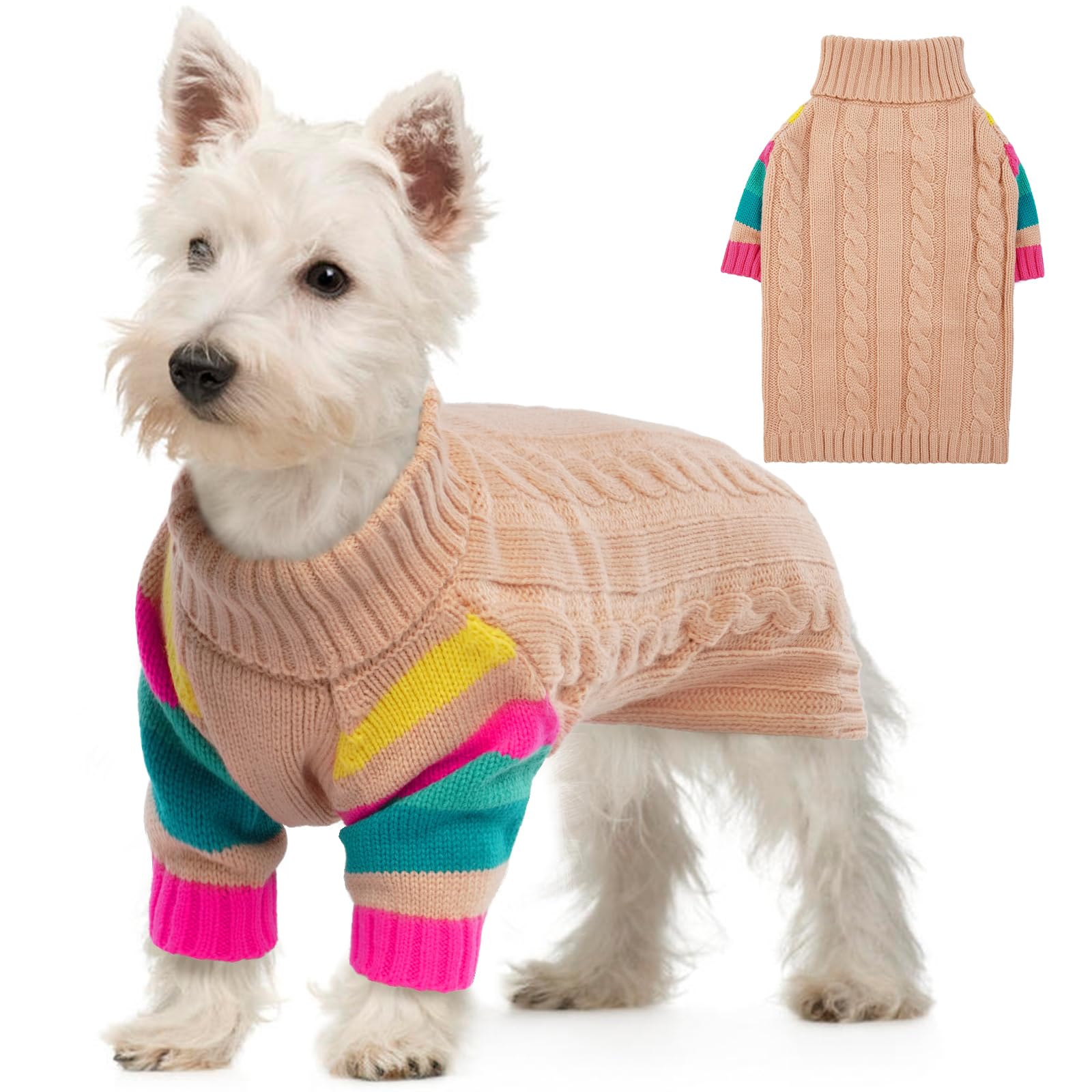 Ouobob Xs Dog Sweater Warm, Dog Sweaters For Small Dogs Girls Boys, Stretchy Puppy Sweater,Turtleneck Extra Small Doggie Sweater