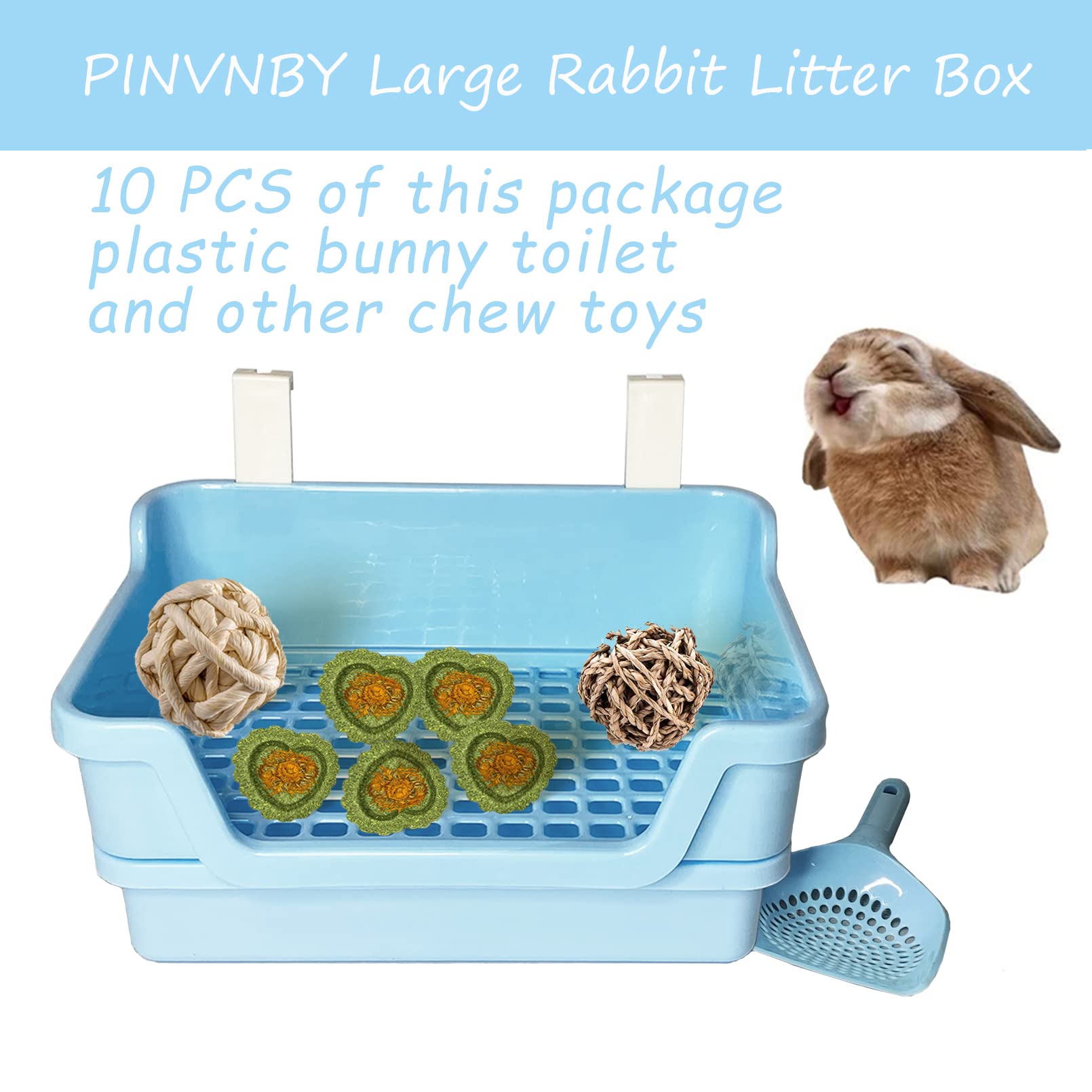 Extra Large Rabbit Litter Box With Splash Guard & Removable Tray - Double Layer Small Animal Cage Toilet For Guinea Pigs, Chinchillas, Ferrets - Chew-Proof Plastic + 2 Hooks (15.7' Jumbo, Beige)