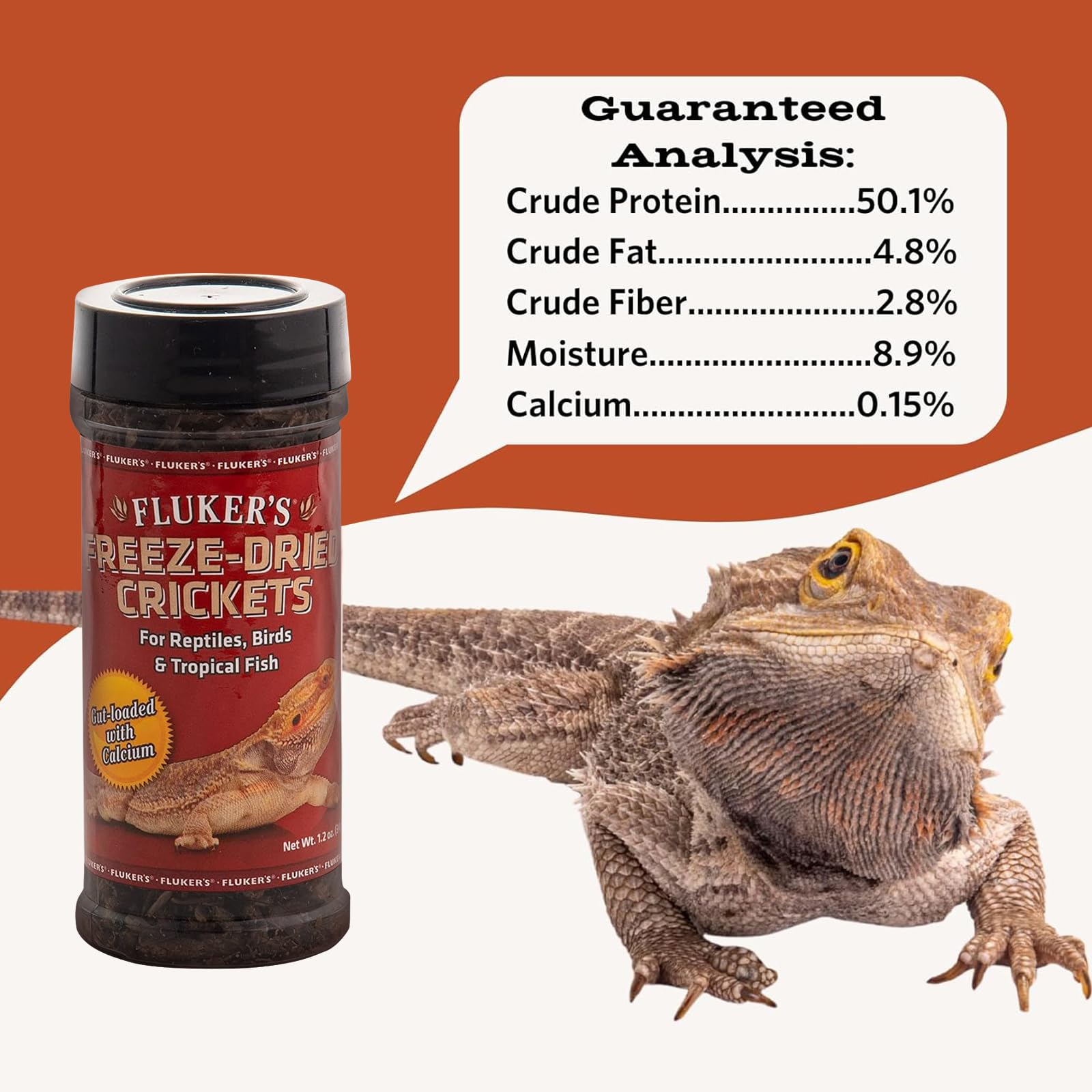 Flukers Freeze Dried Crickets, Ideal for Reptiles, Birds, and Fish, Packed with Protein and Essential Nutrients, 1.2 oz