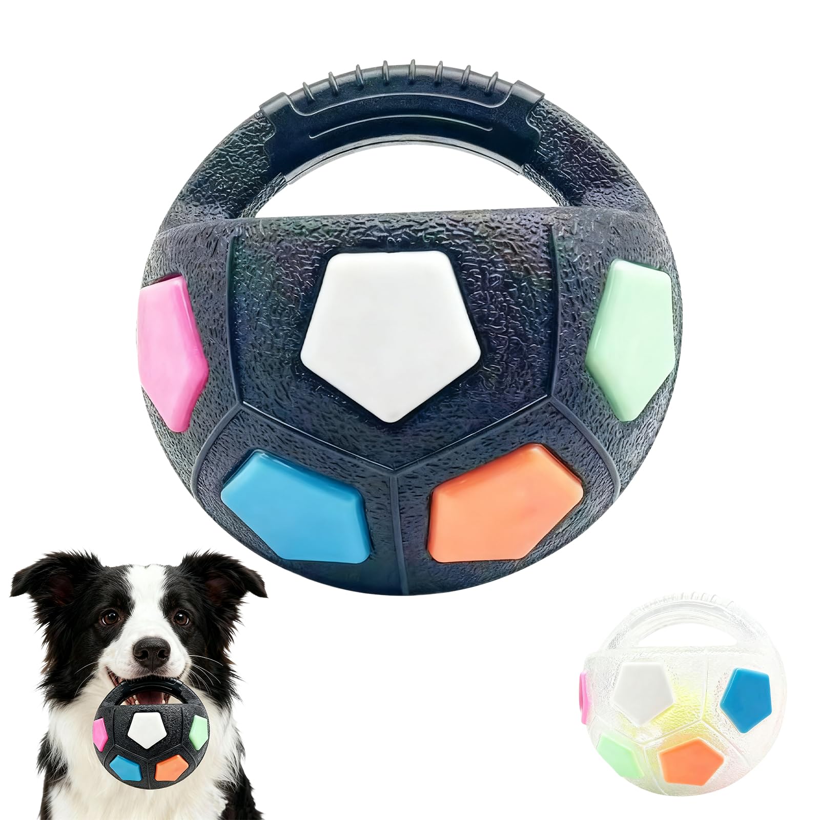The Mellow Dog Calming Ball with Handle, Strong and Durable Interactive Football Shape Balls, Dogs Football Toy for Water Play,T