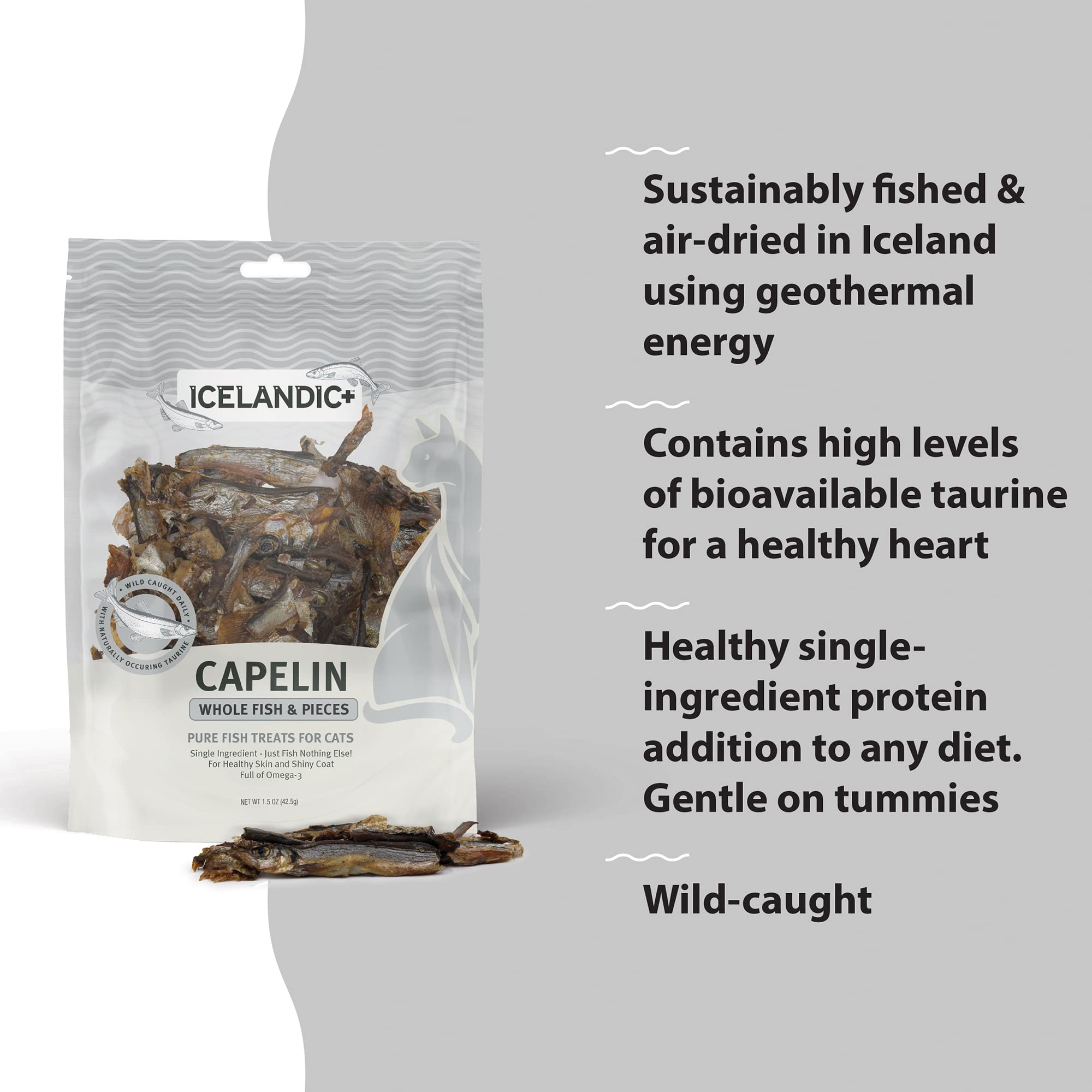 Icelandic  Capelin Whole Fish and Pieces Cat Treat 1.5Oz Bag