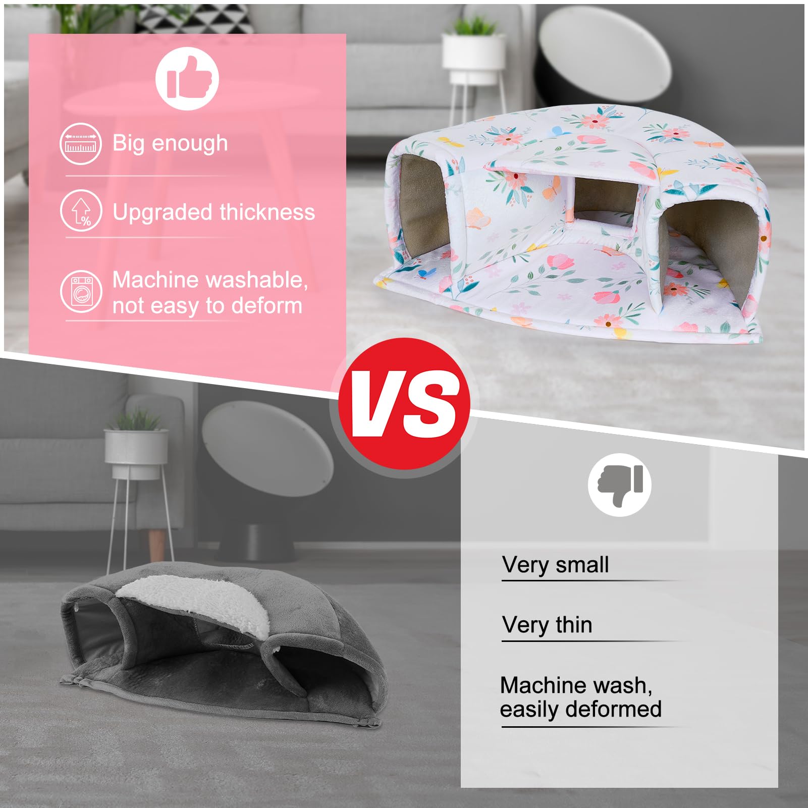 Unicorn Catcher Large Cozy Pet Bed & Tunnel - Warm & Washable, Suitable for Guinea Pigs, Hamsters, Chinchillas & Bunnies