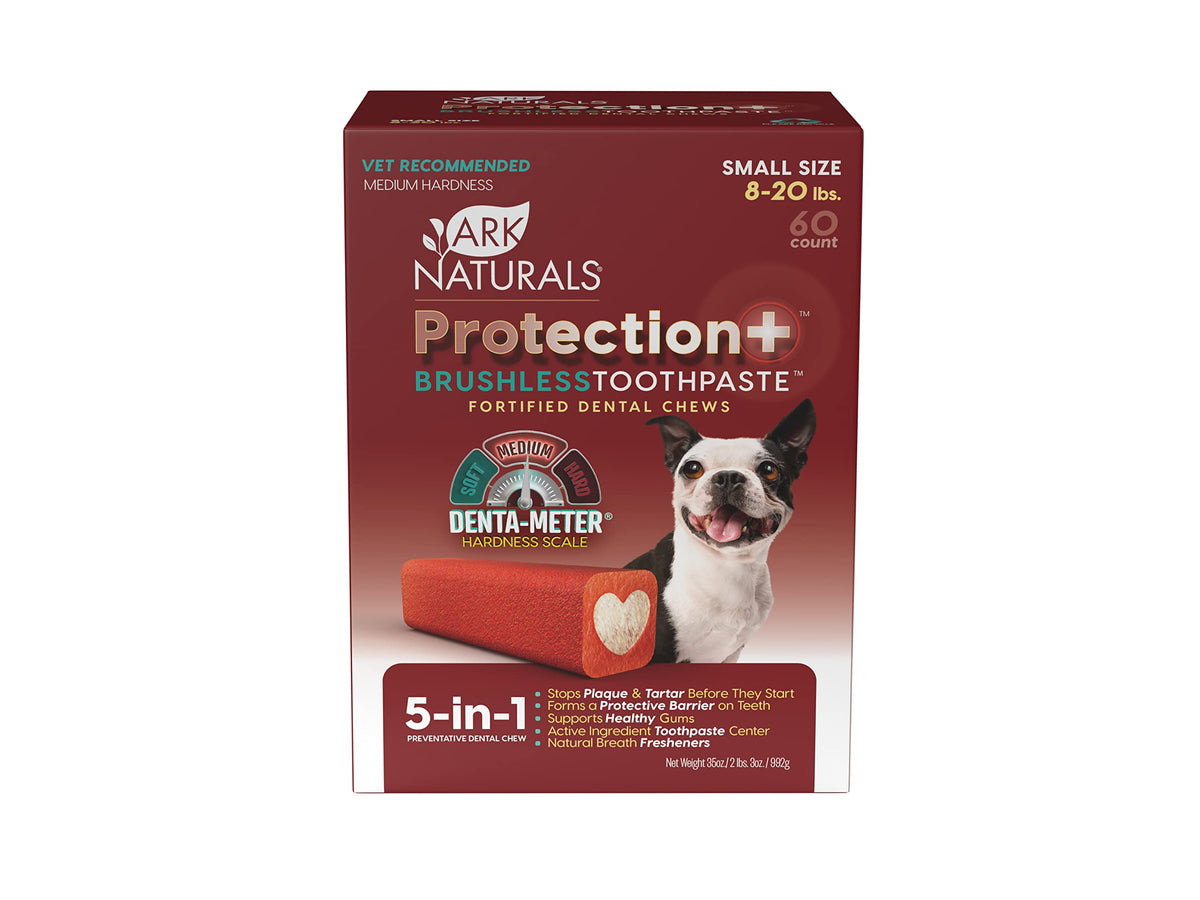 Ark Naturals Protection+ Brushless Toothpaste, Dog Dental Chews For Small Breeds, Prevents Plaque & Tartar, Freshens Breath, 35Oz, 1 Pack, Red