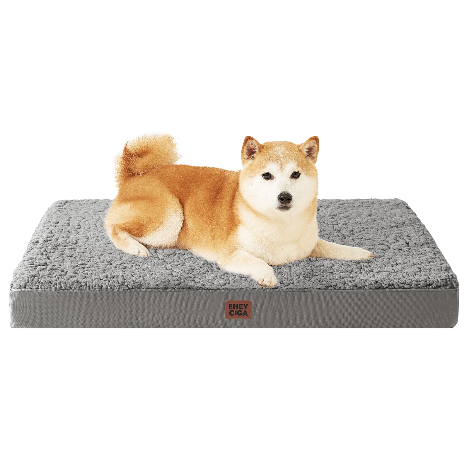 Eheyciga Orthopedic Foam Dog Bed For Large Dogs, 35'L X 23'W X 3.5'Th, Light Grey