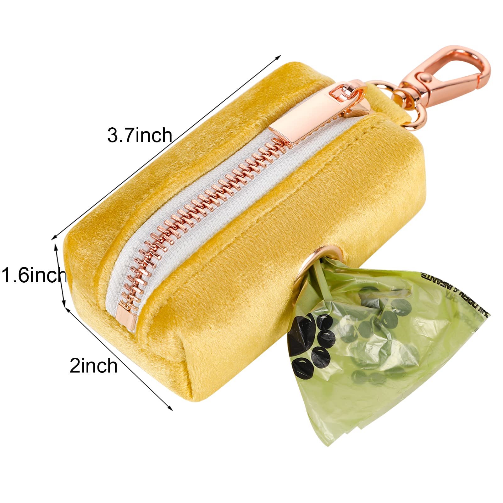 Aring Pet Dog Poop Bag Holder, Velvet Doggy Waste Bag Dispenser Attach To Any Leashes, Portable Washable Pet Waste Pouch Dispenser With Metal Zipper