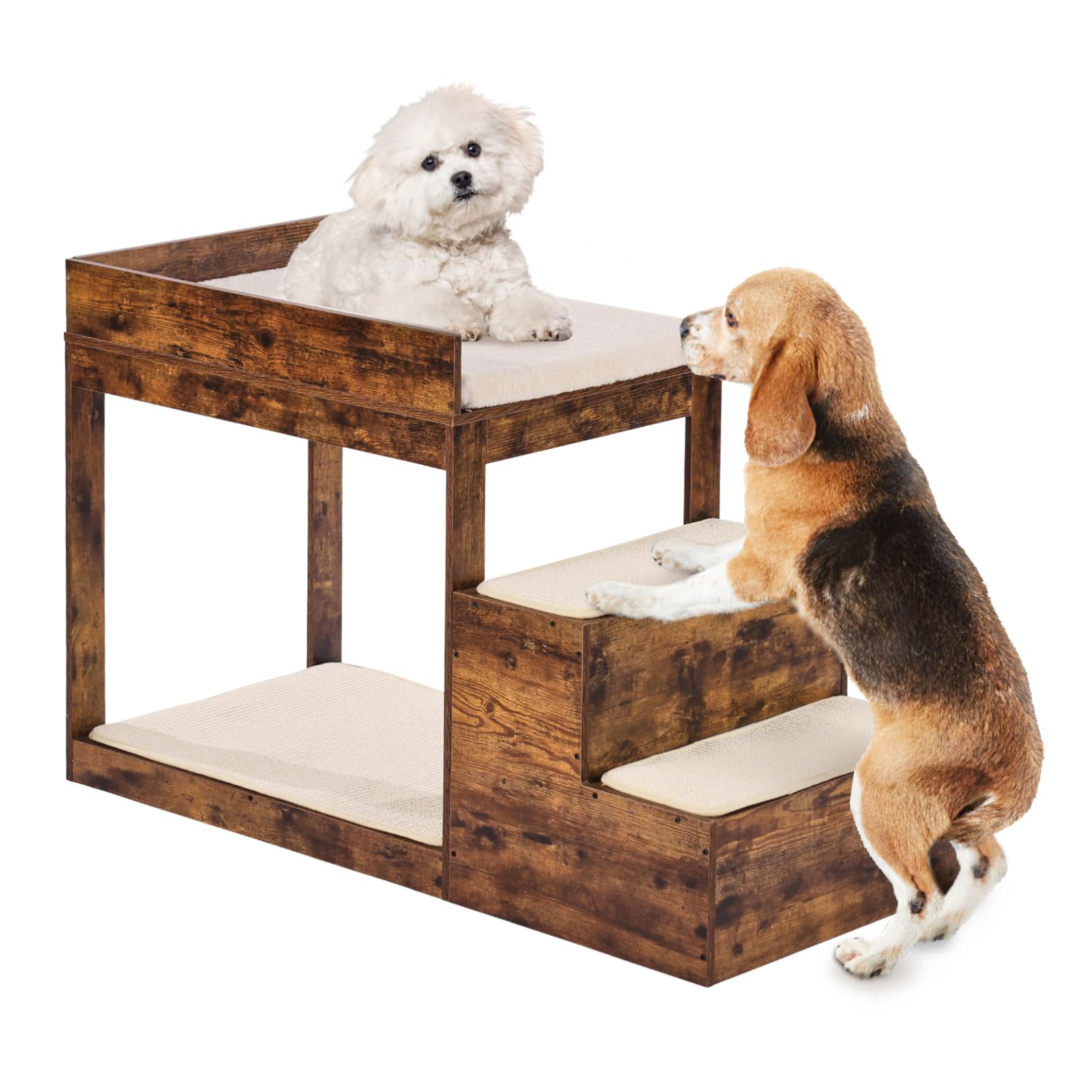 VEVOR Pet Bunk Bed with Stairs, Dog/Cat Window Perch for High Beds and Couches, Medium Multi-Level 3 Step Dog Seat Platform Slee