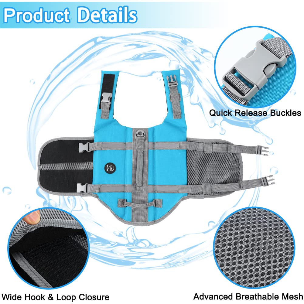 Emust Dog Life Preserver, Dog Life Vests For Swimming, Beach Boating With High Buoyancy, Pet Flotation Vest For Small/Medium/Lar