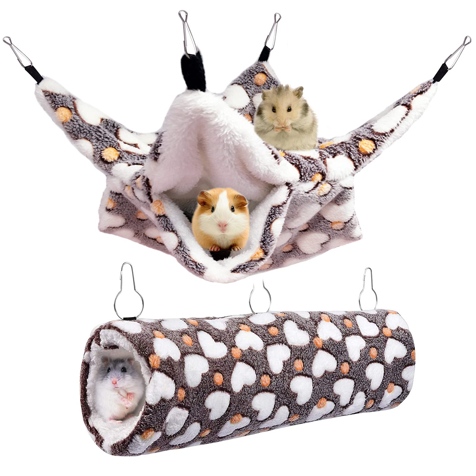 Eismc2 2 Pieces Small Pet Cage Hammock Hanging Tunnel For Small Animals Hanging Bed Cage Guinea Hammock Cage Accessories For Fer