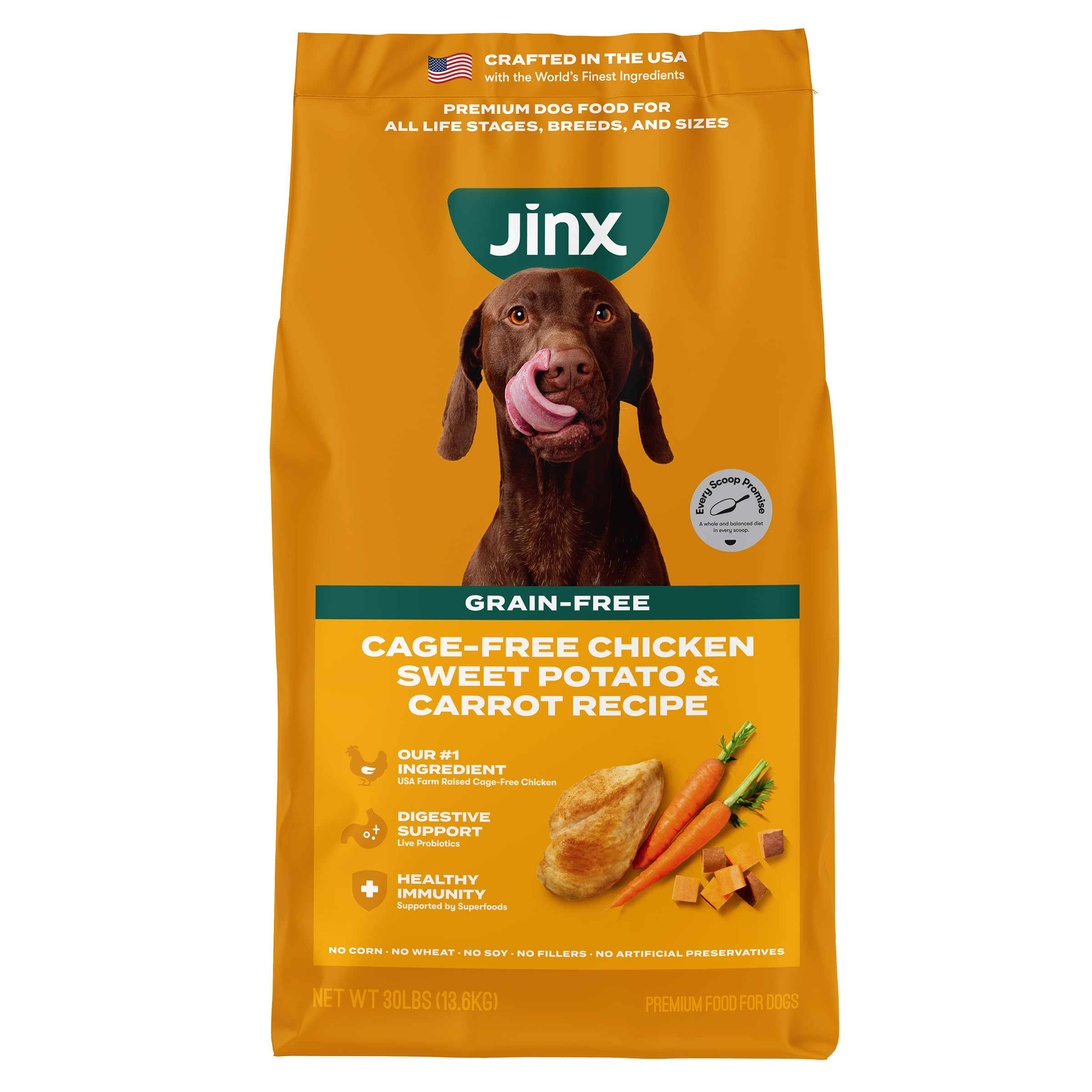 Jinx Chicken, Sweet Potato & Carrot ALS Kibble Dog Dry Food, Grain-Free 30lb Bag