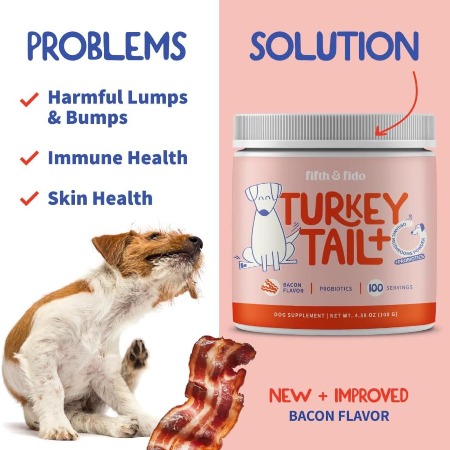 Fifth & Fido Turkey Tail Mushroom for Dogs - Turkey Tail for Dogs Mushroom Supplement with Immune Support for Lipoma, Lumps & Bu