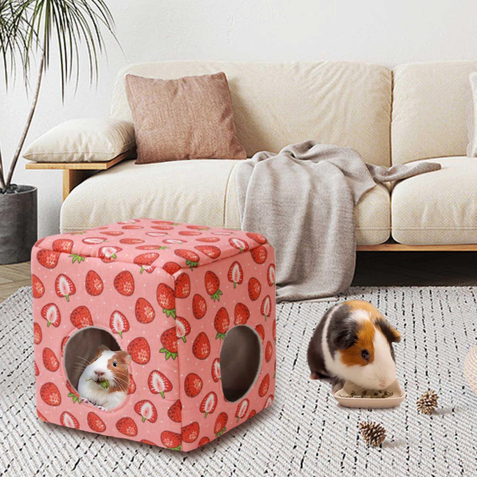 Jspyfits Guinea Pig Hideout, Washable Guinea Pig House Cozy Small Pet Bed For Small Animal Bunny/Rabbit/Hamster/Chinchilla Acces