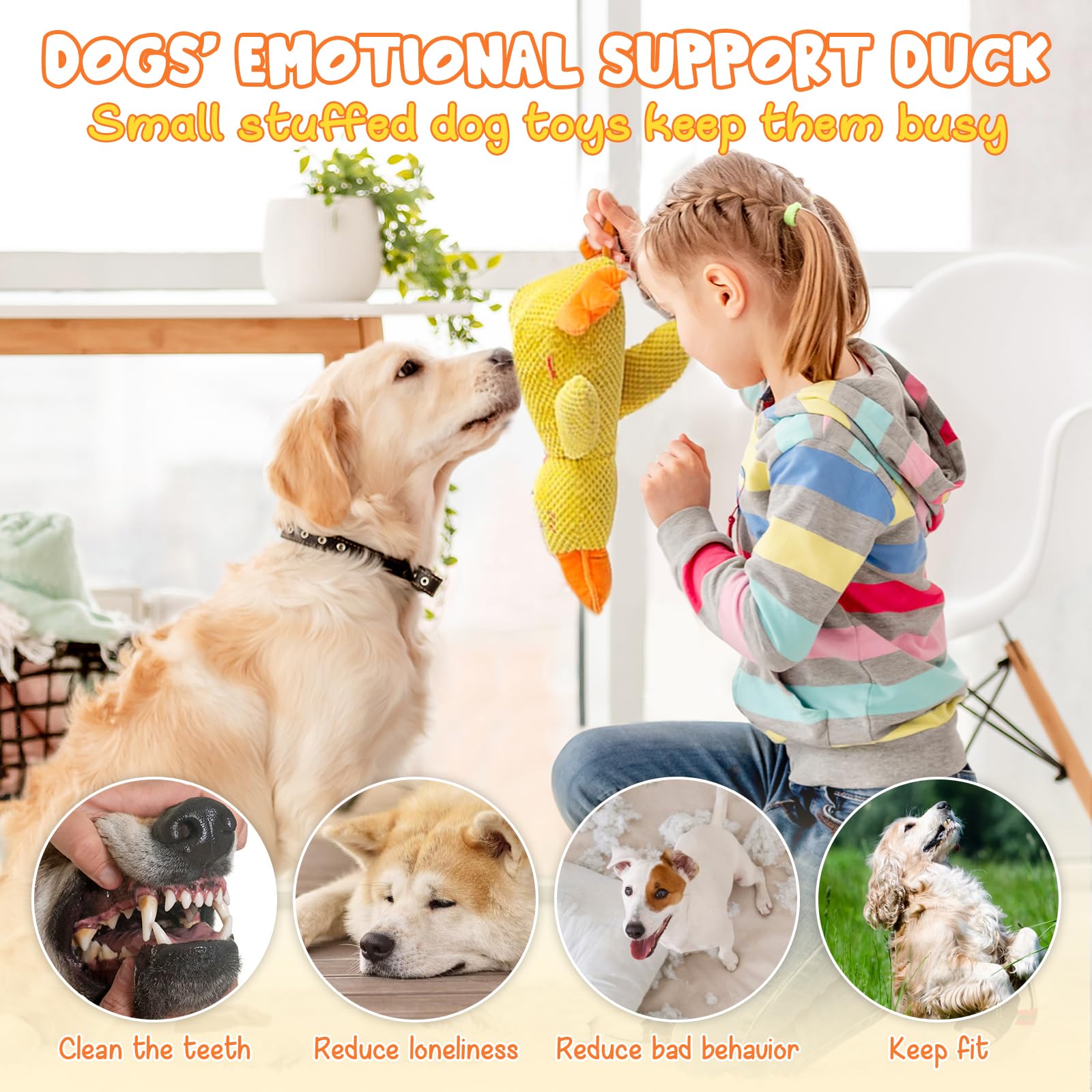 2025 Upgraded Quack-Quack Duck Dog Toy, Small Dogs Emotional Support Duck Calming Duck Dog Toy, Yellow Calming Duck Toy For Dogs