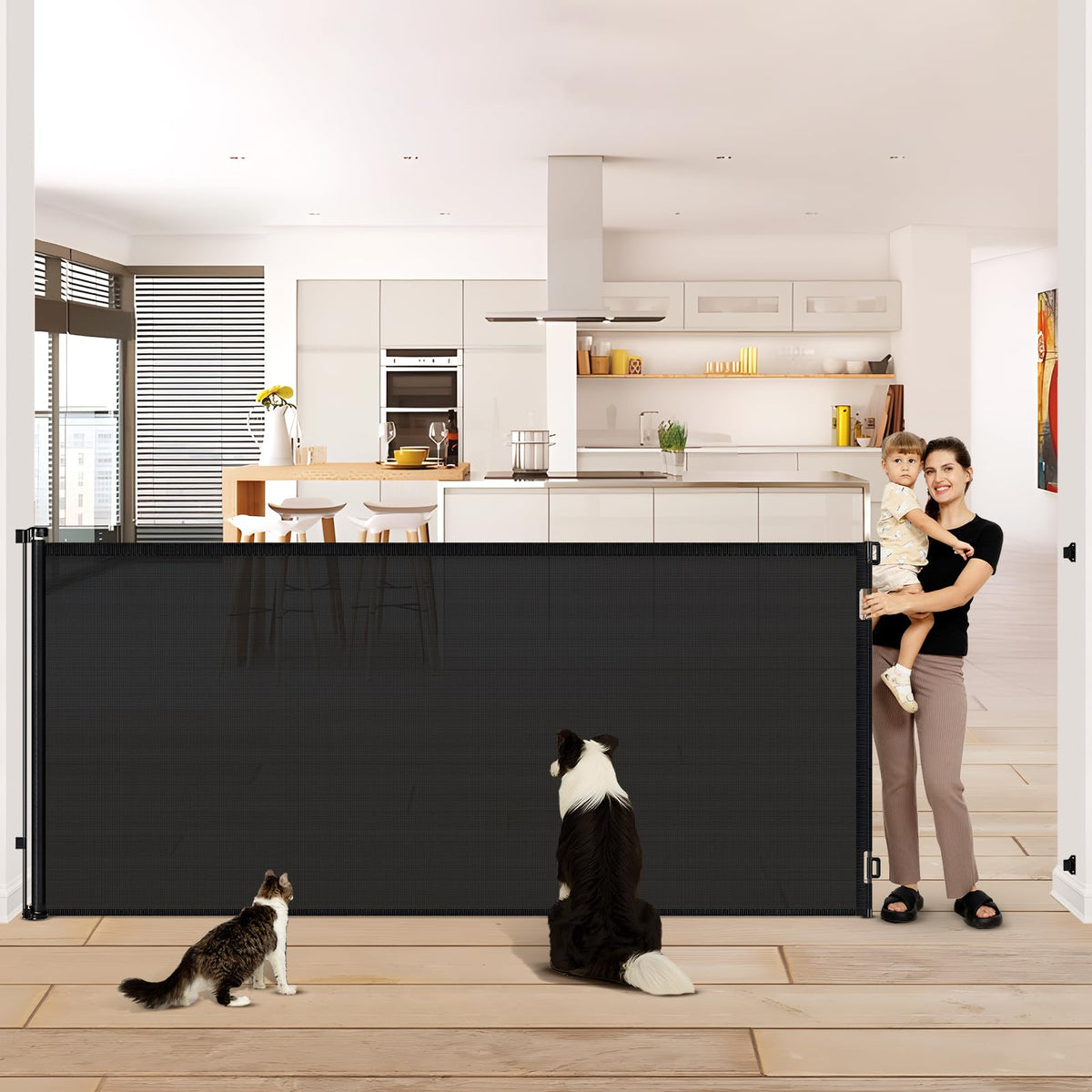 48'' Extra Tall Retractable Baby Gates Extra Wide Dog Gate, 120'' Long Baby Gates Indoor Extra Long Retractable Gate Outdoor Ret