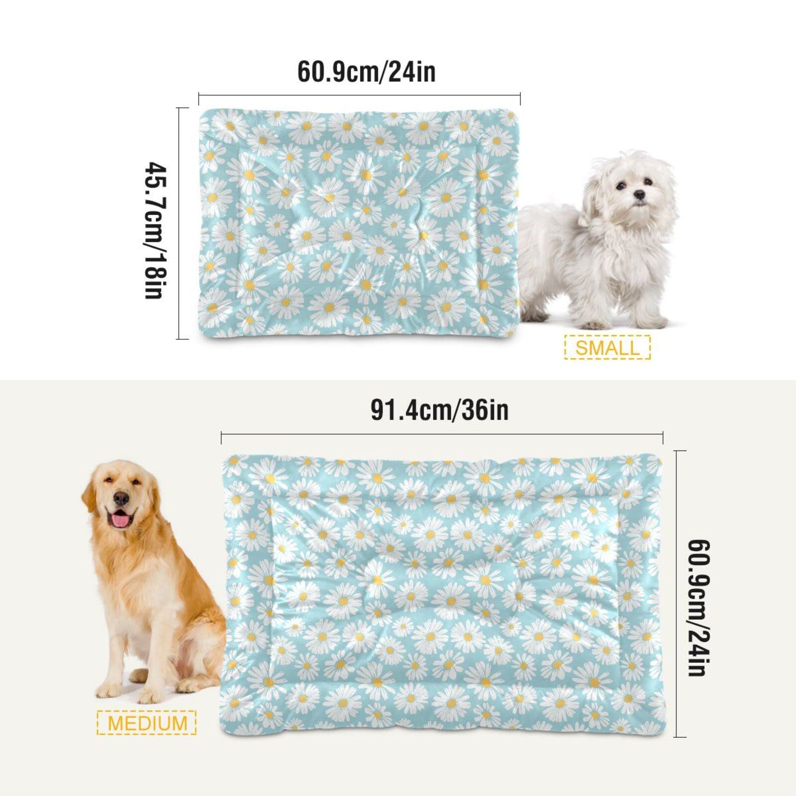 Daisy Flower Dog Cat Bed Washable Crate Pet Bed Anti-Slip Comfortable Puppy Kennel Bed For Large Medium Small Dogs Cat, 18 X 24