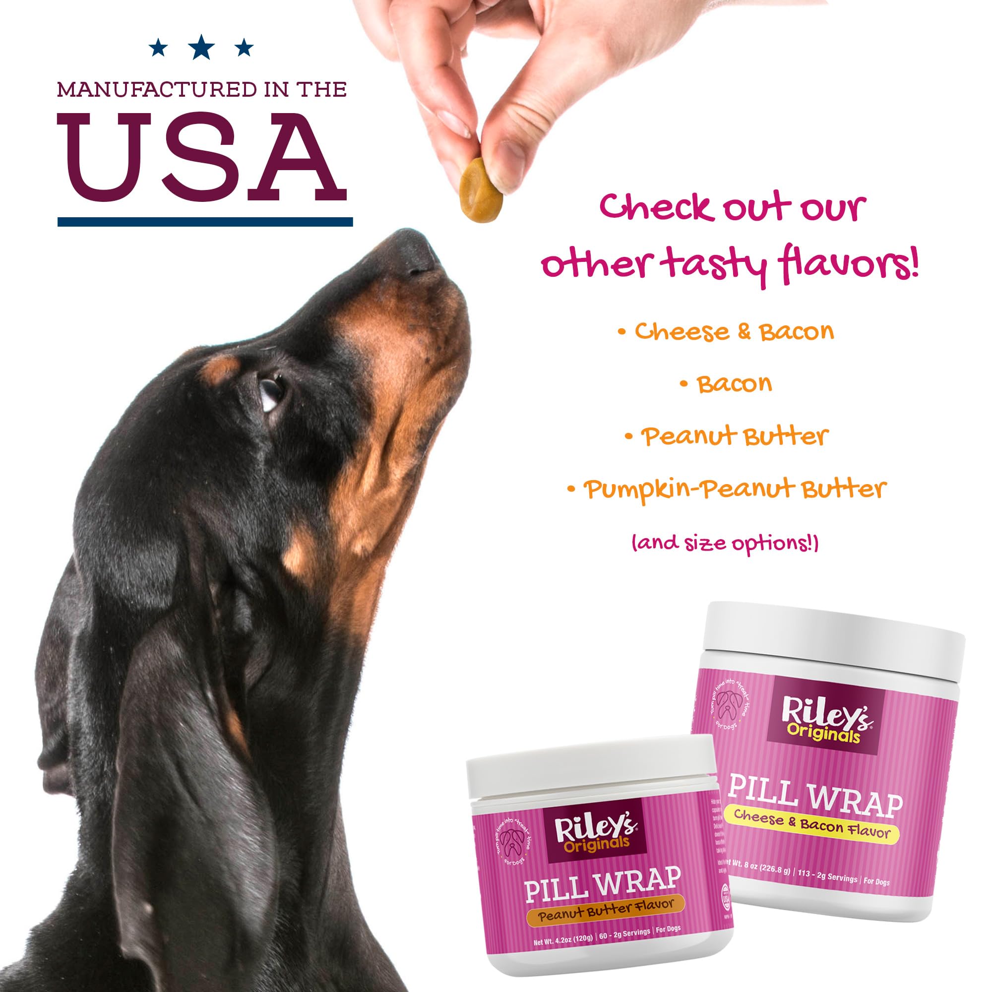 Rileys Pill Wrap for Dogs - Delicious Cheese & Bacon Flavored Pill Paste for Dogs - Wrap Pills, Capsules, Tablets in a Pocket o