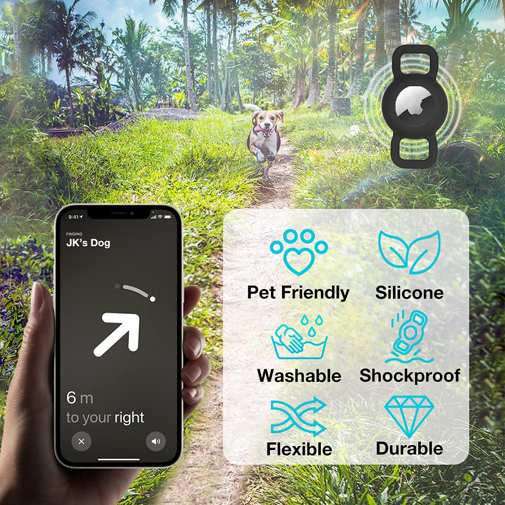 Whalezon Airtag Cat Collar Holder, Small Air Tag Dog Collar Holder Compatible With Apple Tag, Anti-Lost Pet Tracker Cases Fit On