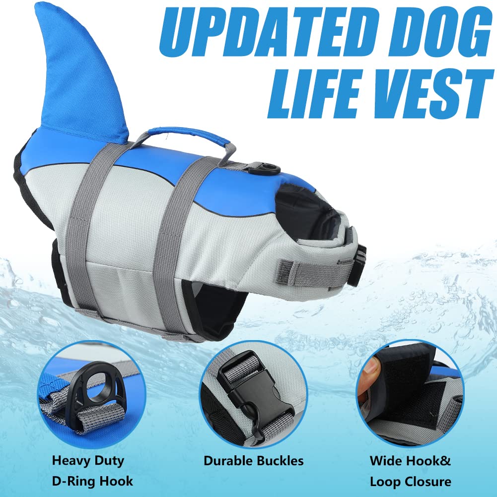 Emust Dog Life Jacket, Ripstop Dog Lifesaver Vests With Rescue Handle For Small Medium And Large Dogs, Pet Safety Swimsuit Preserver For Swimming Pool Beach Boating (Xs,Blue)