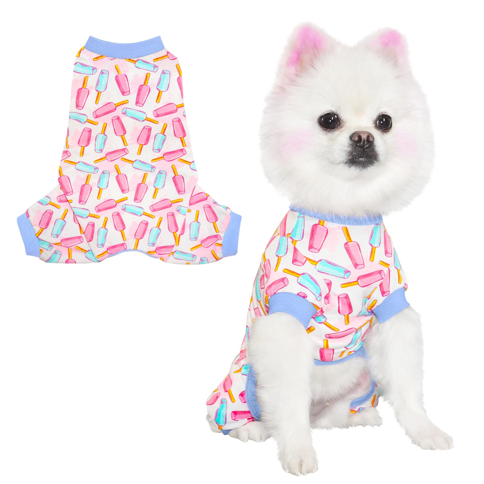 Tony Hoby Dog Pajamas, 4 Legged Dogs Pajamas Shirt, Dog Jumpsuit Clothes Soft Lightweight For Small Medium Dogs (Ice Cream, Xl)