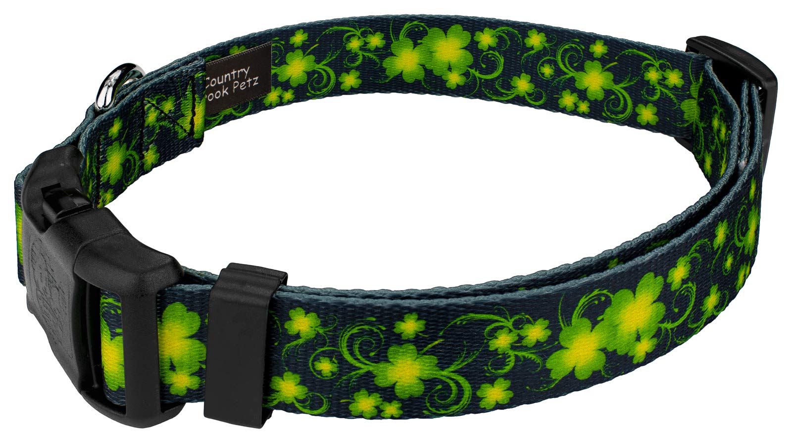 Country Brook Petz - Deluxe Clovers In The Wind Dog Collar - Irish Pride Collection Featuring Lucky Designs (1 Inch, Large)
