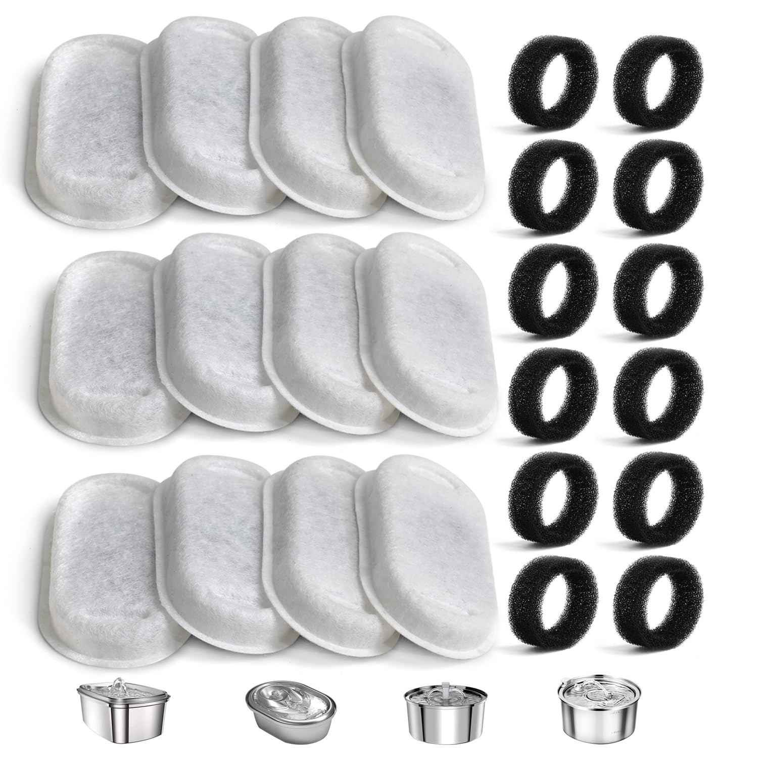 Onecute Cat Water Fountain Filter Compatible With Stainless Steel Dispenser, Efficient Filtration With Coconut Shell Activated C