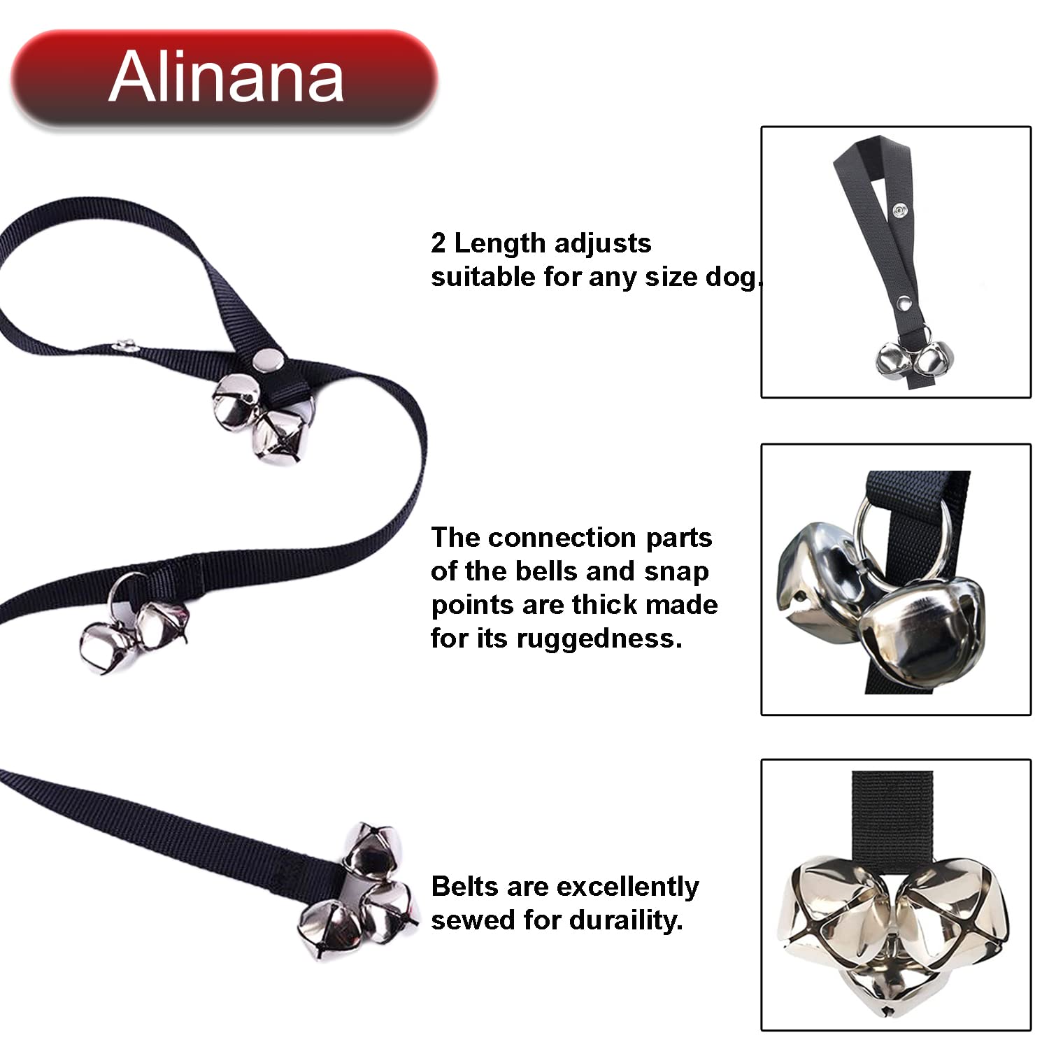 Alinana Adjustable Dog Doorbell For Training - 7 Extra-Loud Dog Door Bell For Going Outside And Potty Training - Ideal Puppy Training Supplies