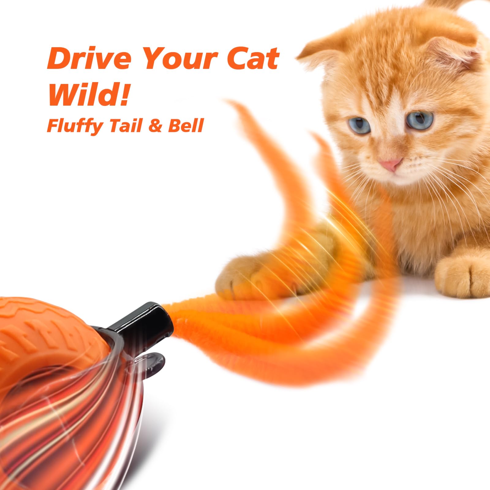 Wisafoi 2Pcs Interactive Cat Toy For Indoor Cats, Speedy Ball With Tail, Automatic Moving Cat Balls For Bored Indoor Adult Cats,