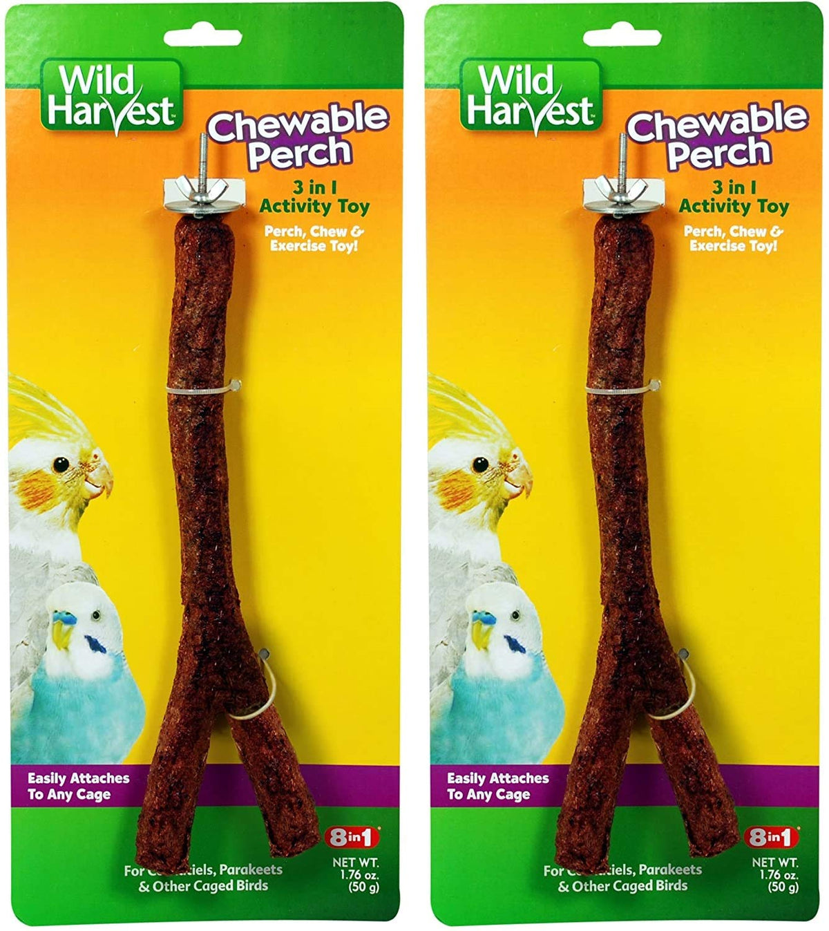 Wild Harvest Chewable Perch, 1.76 Ounce, Activity Toy And Treat For Cockatiels And Parakeets