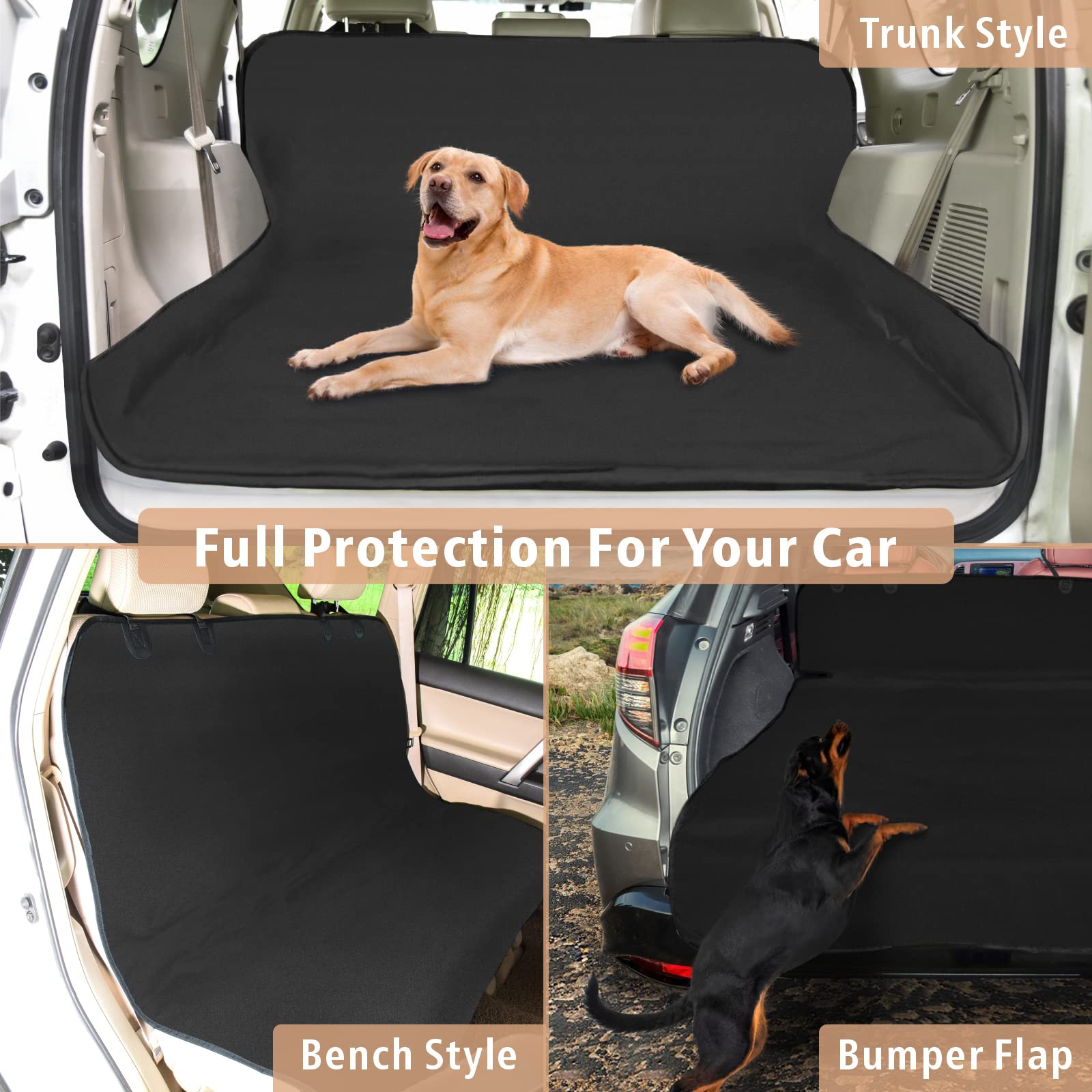 F-Color Suv Cargo Liner For Dogs - Waterproof Pet Cargo Liner, Comfort Dog Cargo Cover With Bumper Flap Protector, Scrachproof L