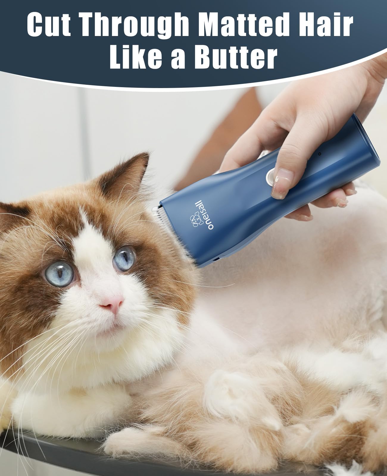 oneisall Pet Clipper for Cat Matted Hair, Pet Shaver for Cats Quiet Pet Clippers Waterproof Cordless Cat Clippers for Matted Hai