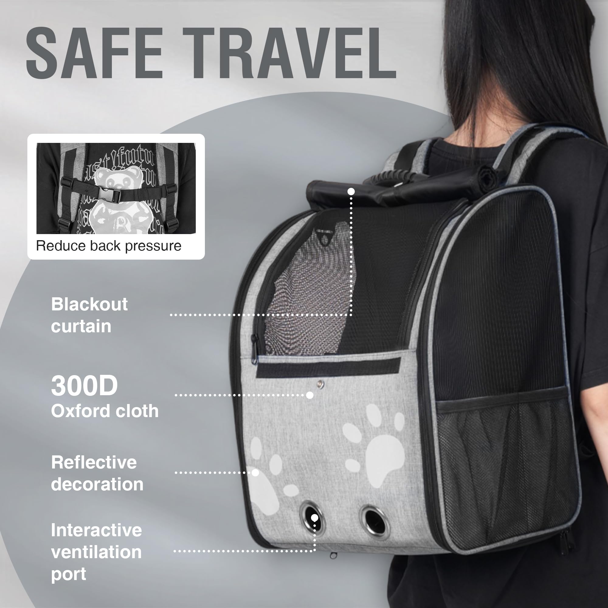 Moysoon Cat Backpack Carrier For Dogs & Cats Up To 15Lbs, Ventilated Pet Carrier With Anti-Escape Leash & Airflow Vents, Lightwe