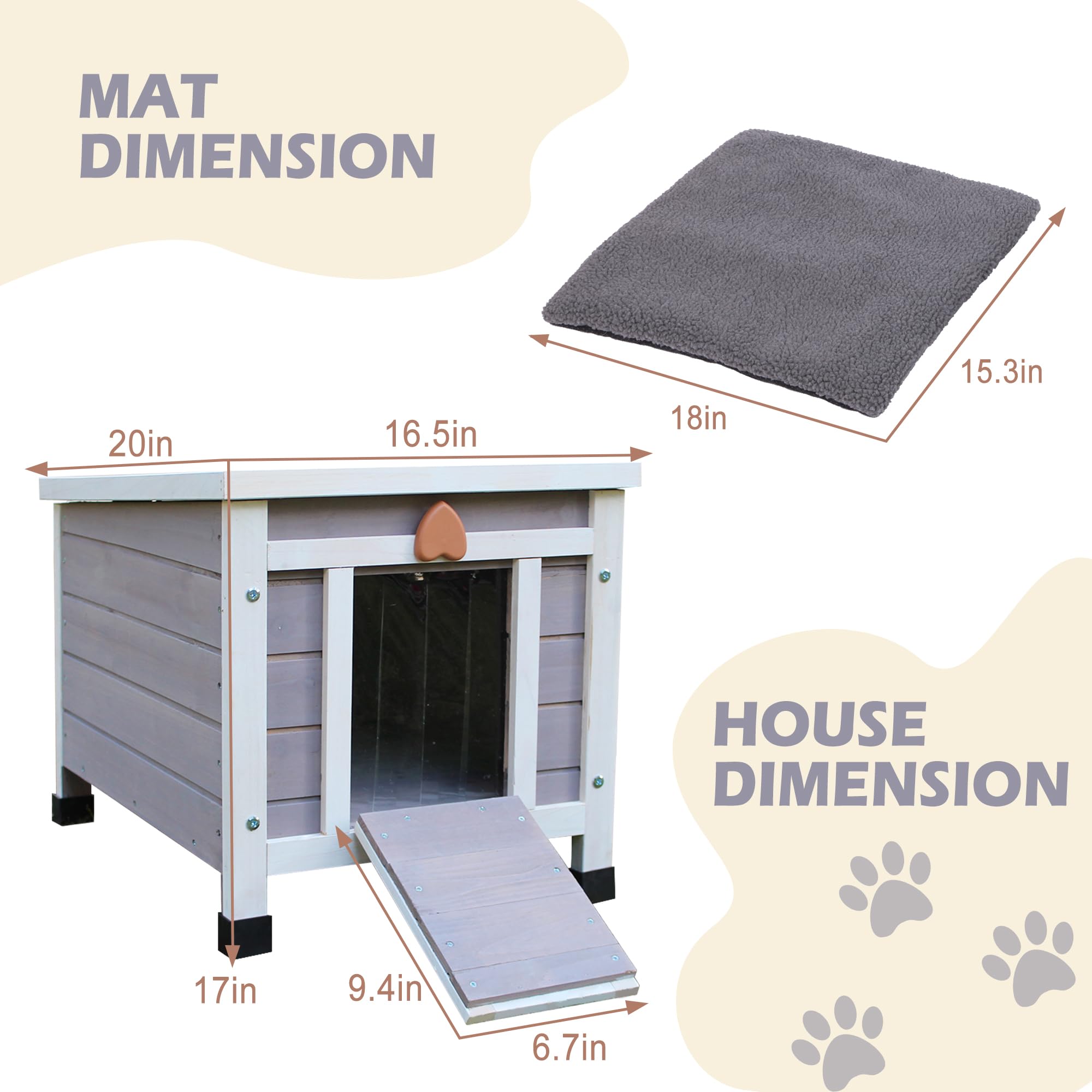 Deblue Outdoor Pet House With Self-Warming Mat, Weatherproof Pet Shelter For Cats, Rabbits, Puppies, Tortoises