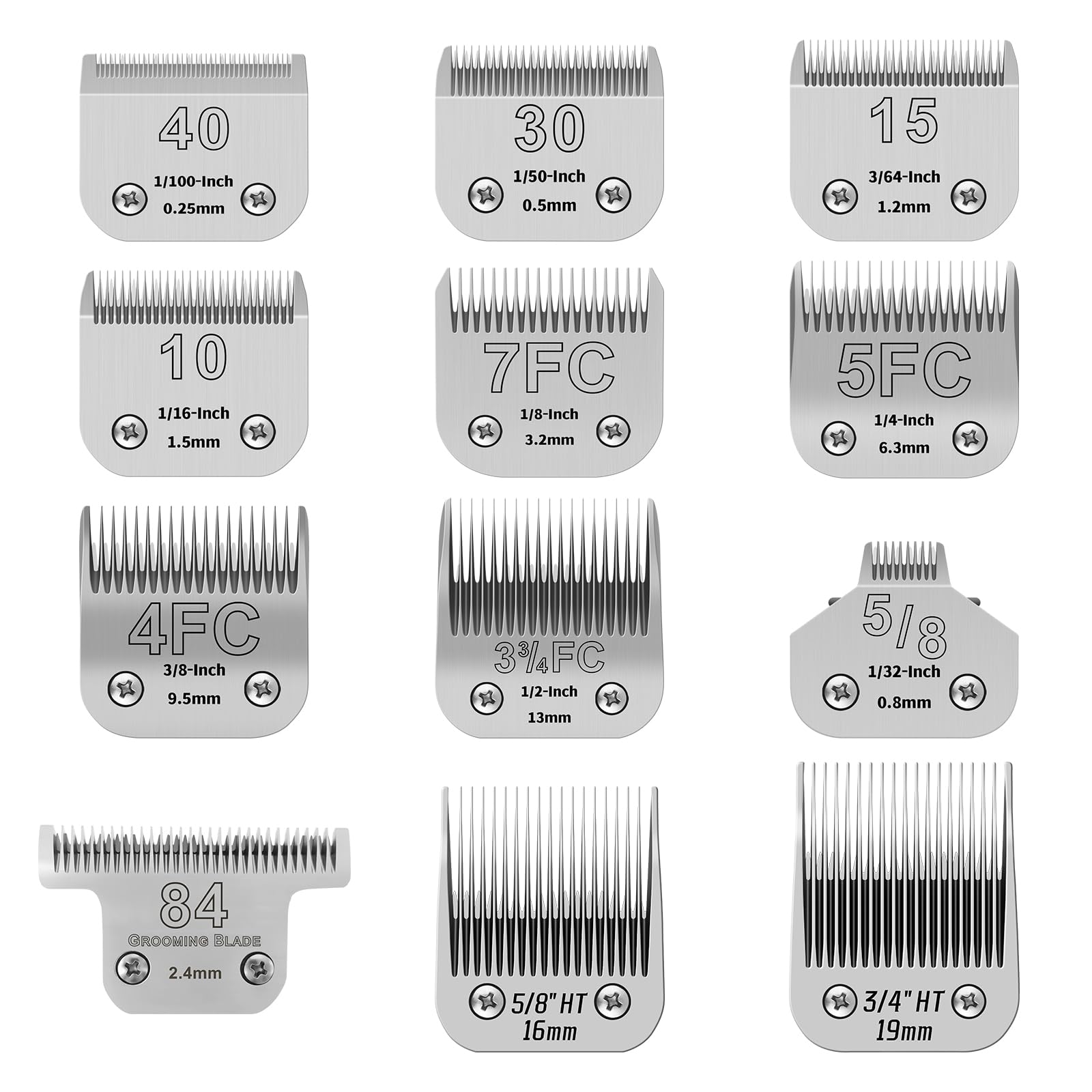 YAZIYIR Pet Dog Grooming Detachable Ceramic Blades Kit,Compatible with Andis,Oster A5,Wahl KM10 Clippers,Cut Length 1/100''(0.25