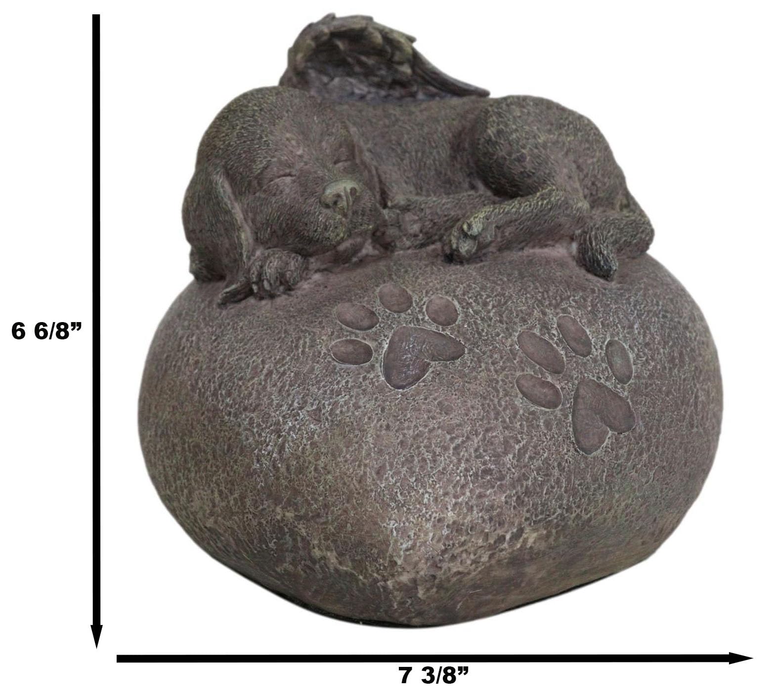 Ebros Heavenly Winged Angel Labrador Puppy Sleeping On Heart Shaped Stone With Dog Paw Prints Cremation Urn 30 Cu In Pet Memorial Resin Statue All Dogs Go To Heaven Inspirational Figurine