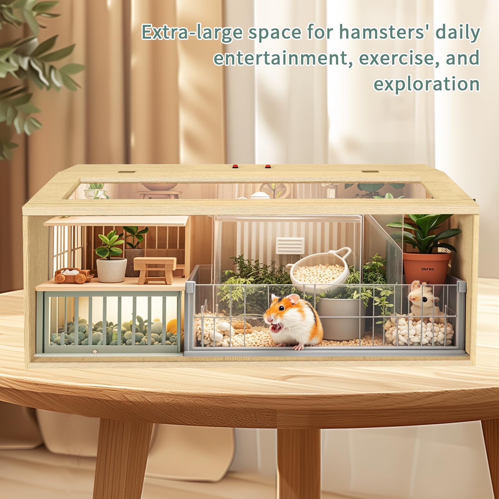 Large Hamster Cage 48'', Top Opening Lockable Roof, Gerbil Cage With Ventilation Window, Dwarf Hamster Cages And Habitats, Chewp