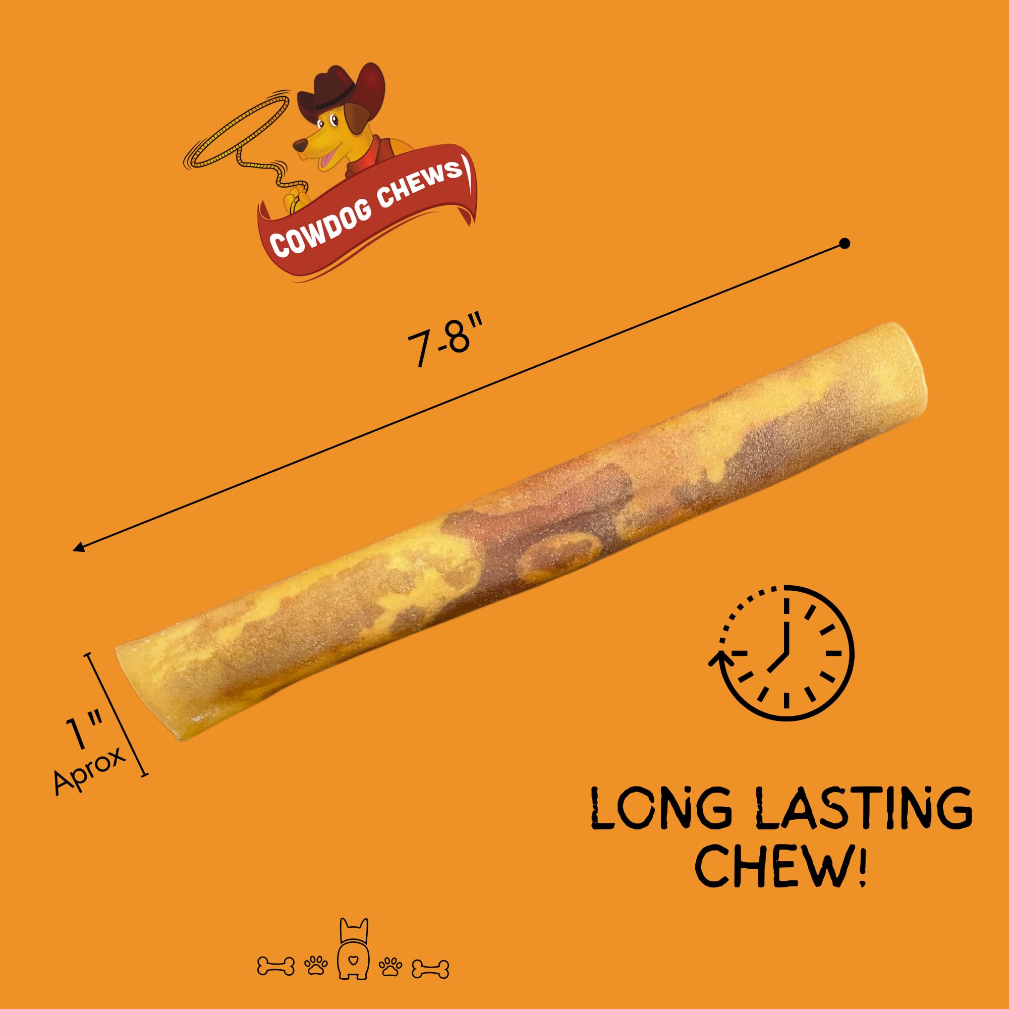Cowdog Chews Rawhide Gourmet Meaty Rolls 7-8 (20 Count) - Premium Dog Treats with Savory Beef Filling, Long-Lasting Chew for Agg