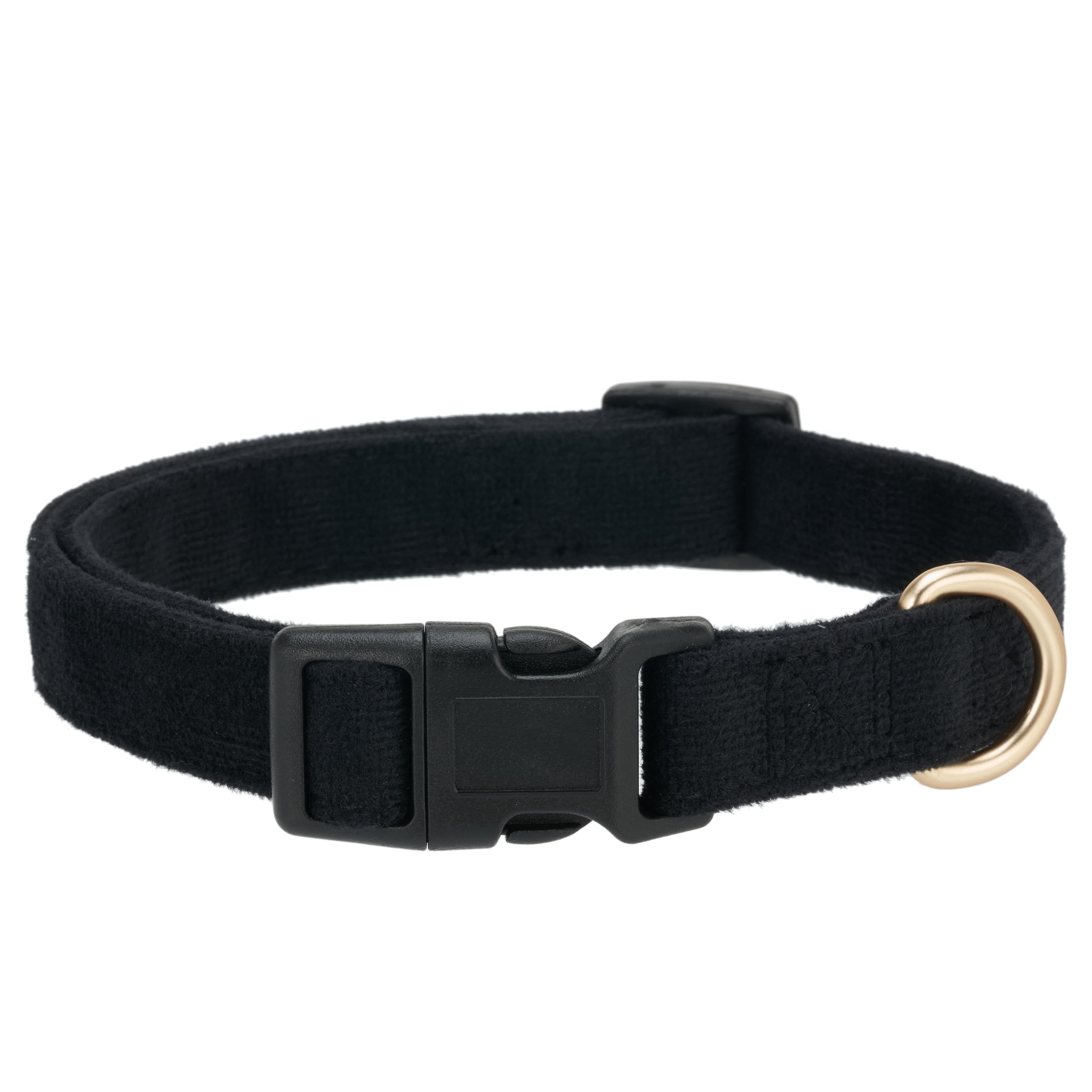 Petiry Soft Corduroy Fibric Dog Collar, Quick Side Release Buckle, for Small Dogs.(Black,Small:10-15'')
